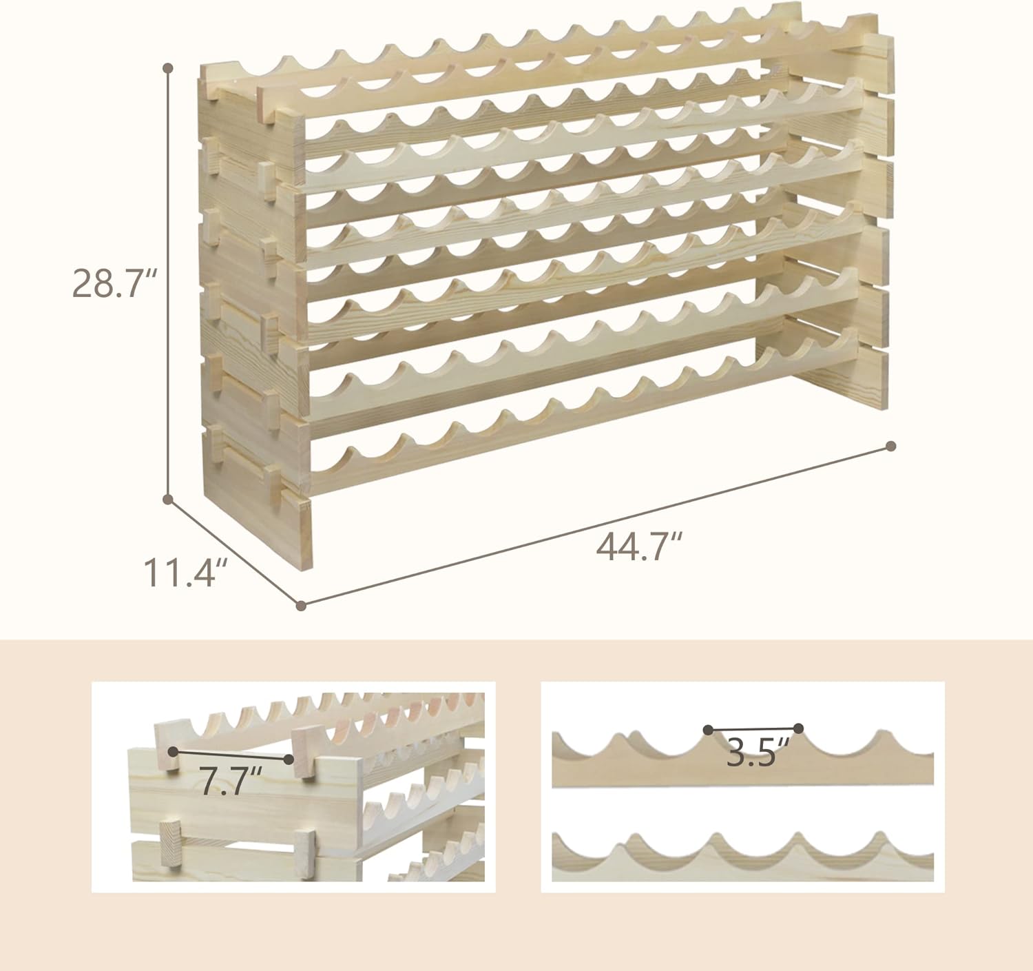 ZENY 72-Bottle Stackable Wood Wine Rack