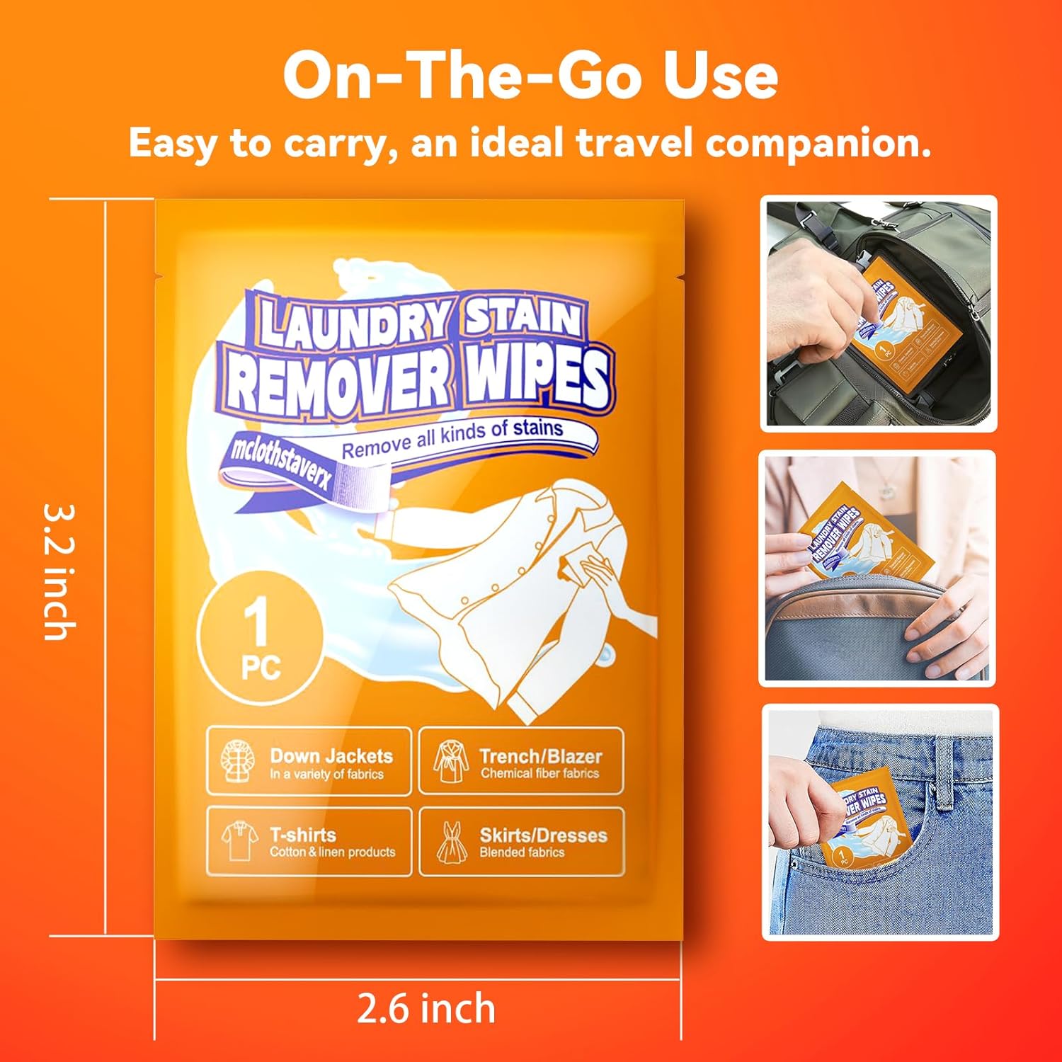 MIUMONE Stain Remover Wet Wipes 20 Count Travel Size 1
