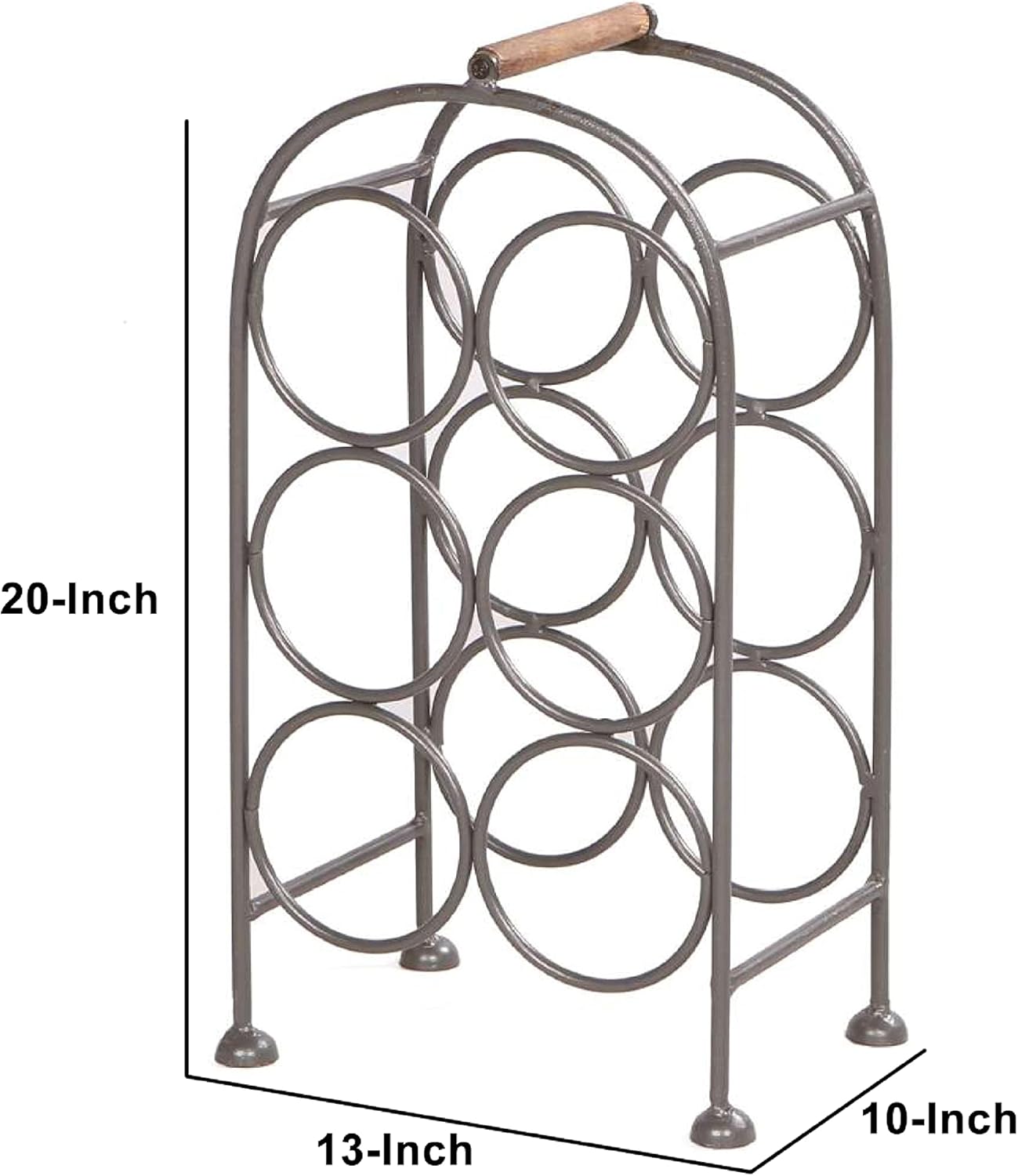 20 Inch Industrial Wine Rack Holder 6 Bottle Storage Gunmetal Gray