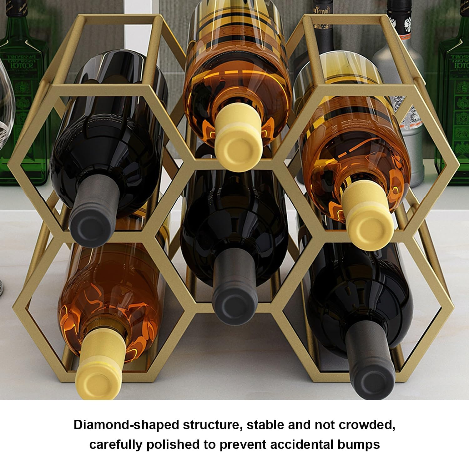 Modern Gold Wine Rack for 5-8 Bottles Durable Stylish