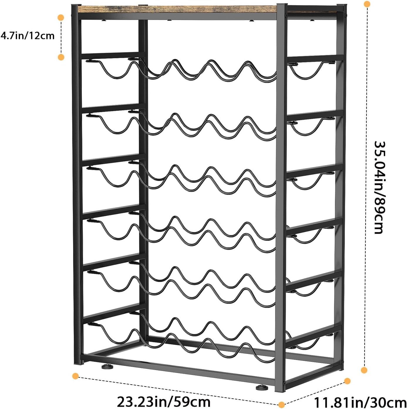 Urban Deco 6-Tier Wine Rack for 30 Bottles Black