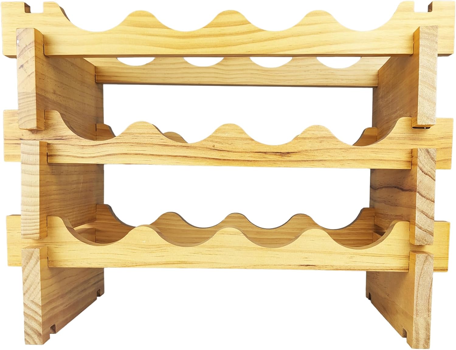 8-Tier Stackable Bamboo Wine Rack 12 Bottle Capacity