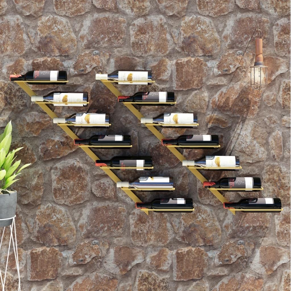 THOYTOUI Gold Metal Wine Rack 7 Bottles 2 pcs 1
