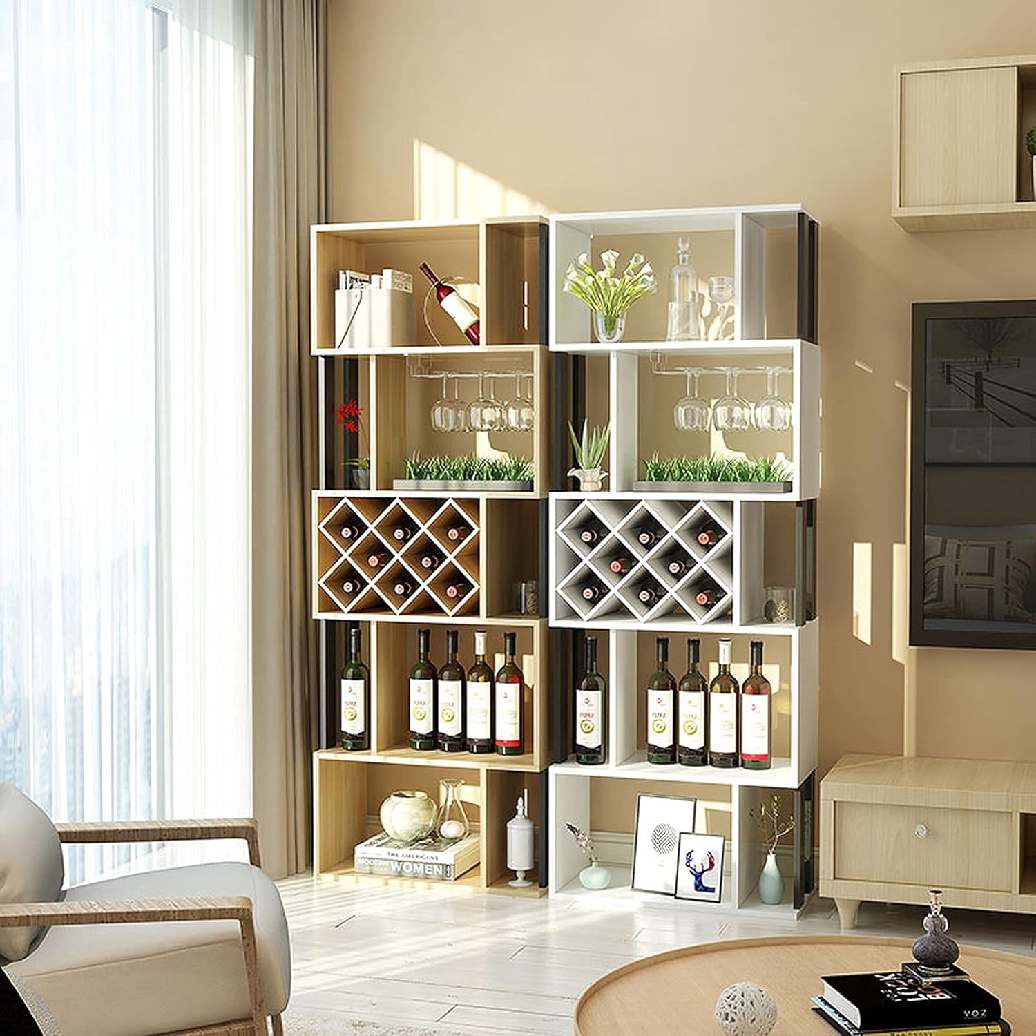 Freestanding 5-Tier Wood Wine Rack for Home Decor