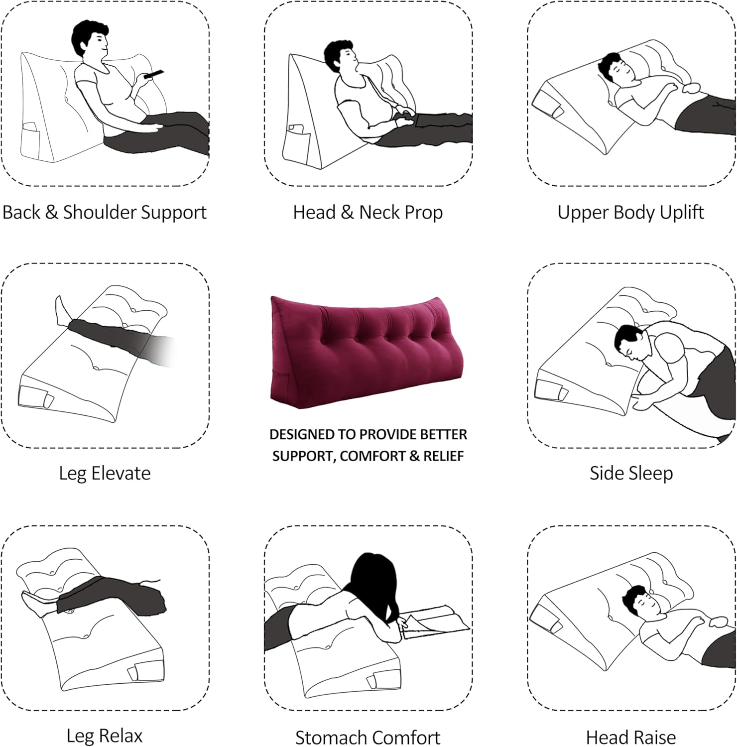 YXCSELL Bed Wedge Pillow with Removable Cover