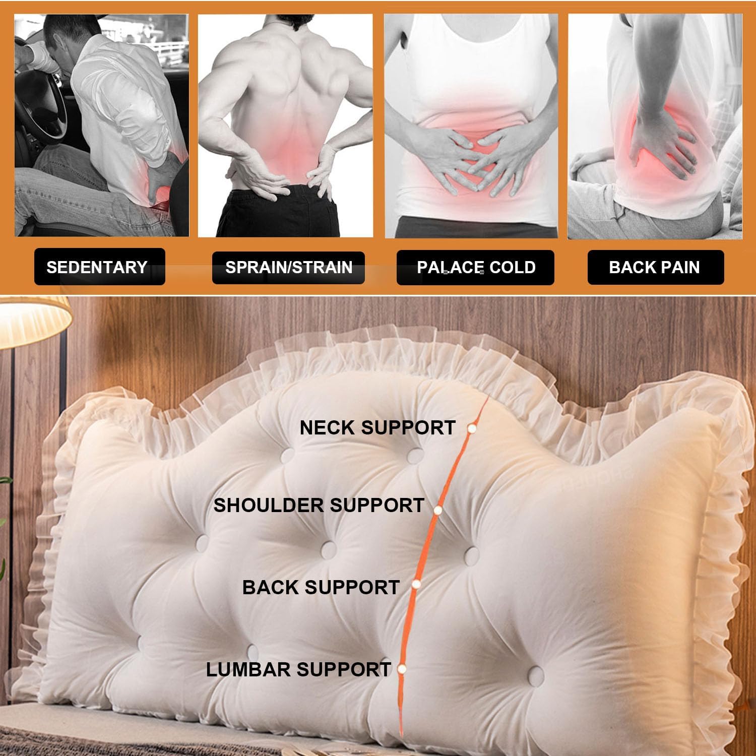 White Fleece Reading Pillow with Removable Headboard