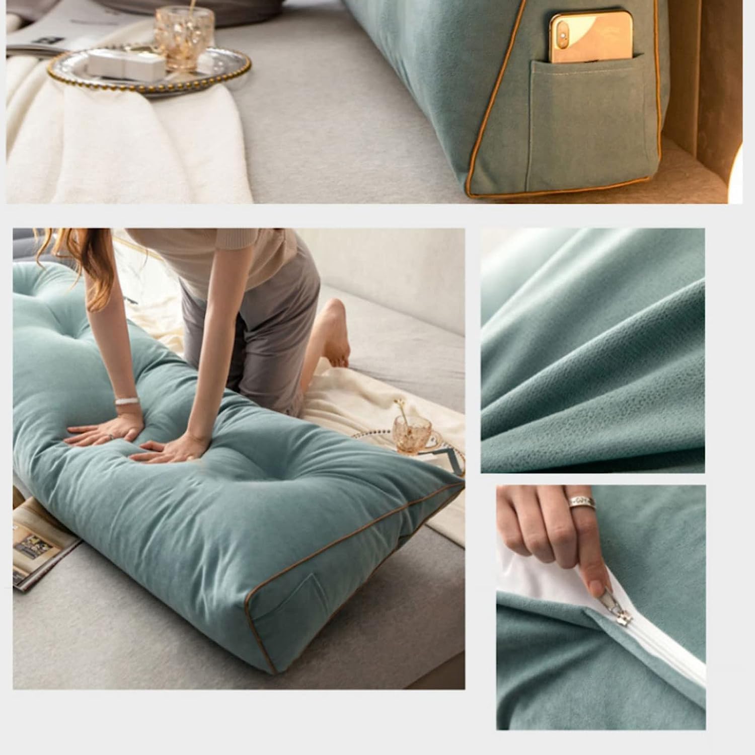COZMAX Triangular Headboard Pillow with Removable Cover