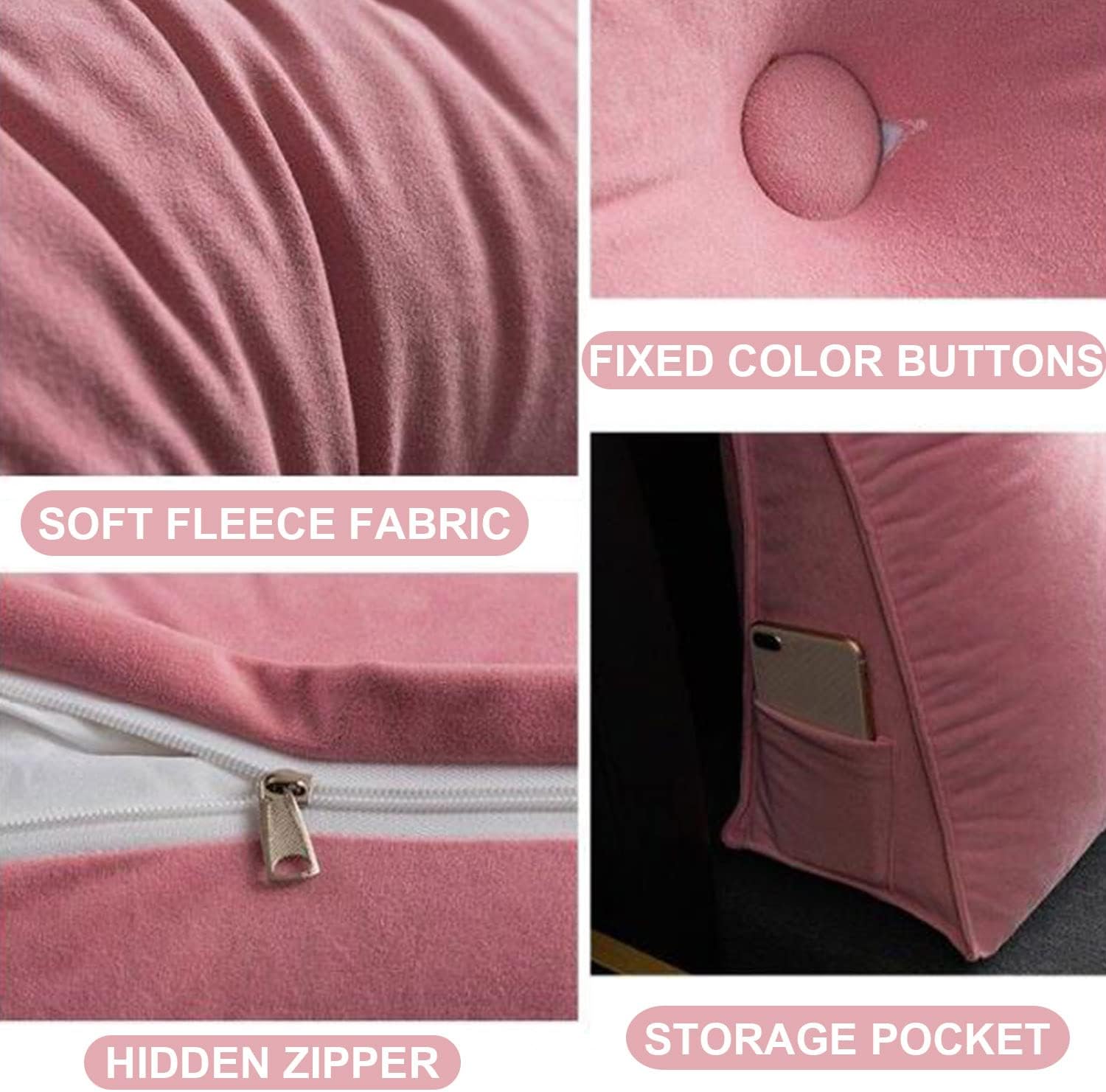 ZZYK Triangular Headboard Pillow - Pink 39 Twin Size