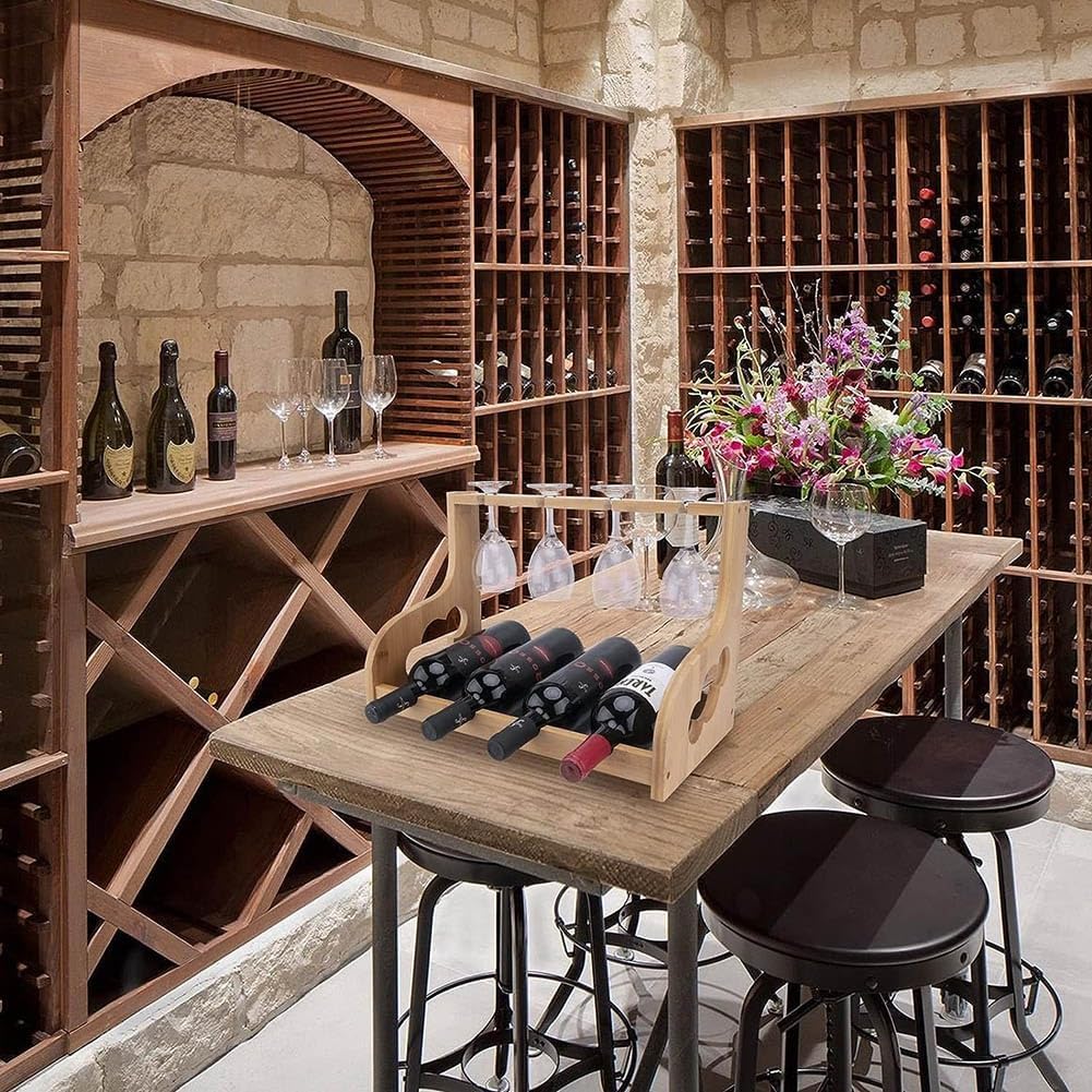 Etlegor Freestanding Wine Rack with Glass Holder