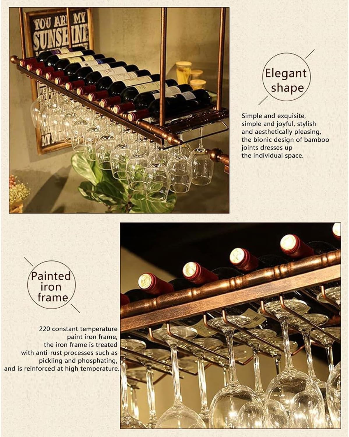 200x30cm Freestanding Wine Rack with Adjustable Height