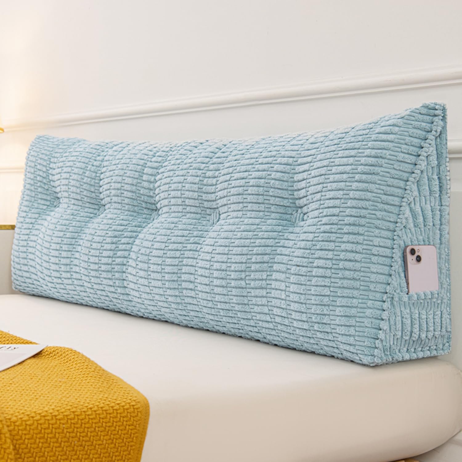Wedge Reading Support Pillow with Removable Cover Blue 79 Inch