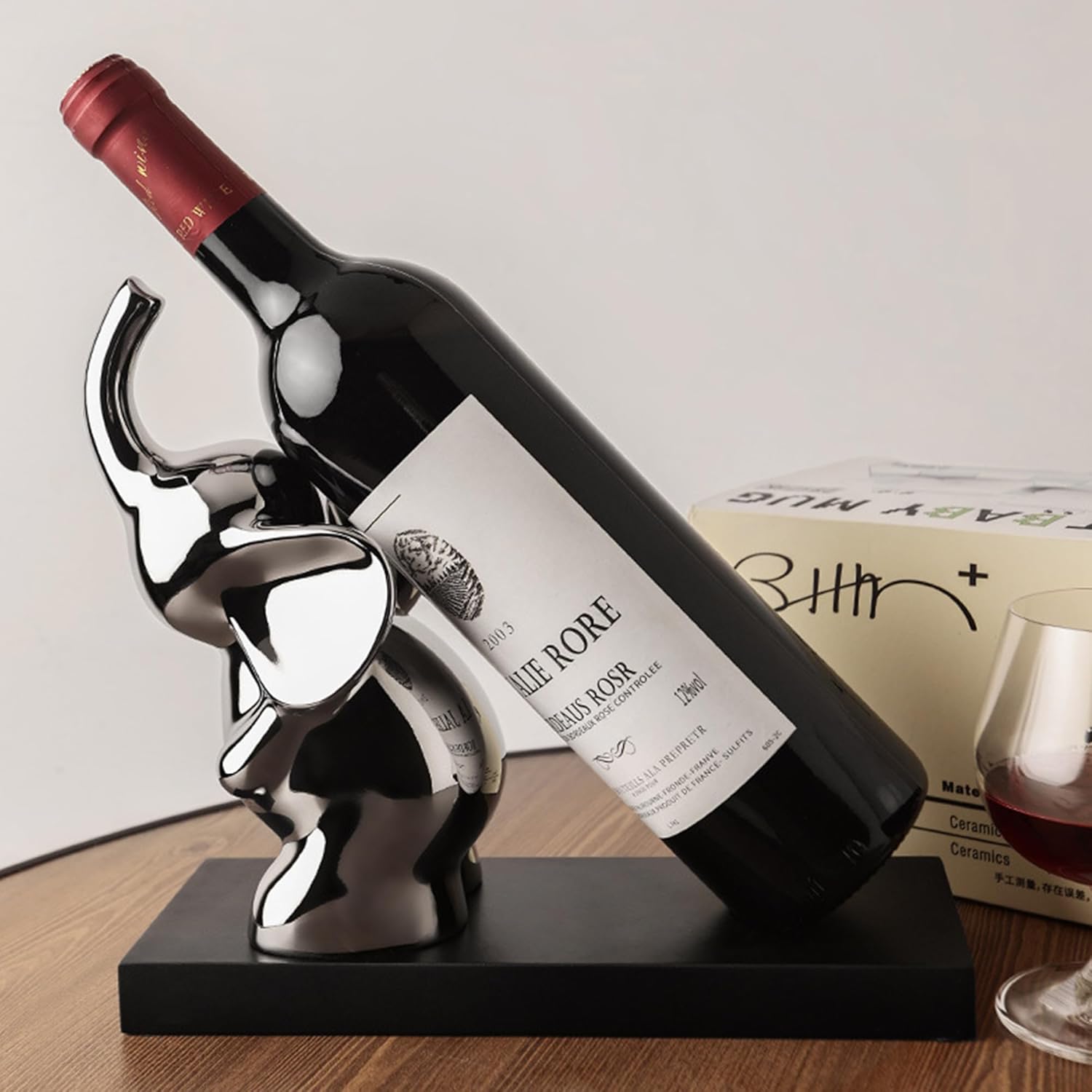 Linxia Silver Ceramic Elephant Wine Rack 1