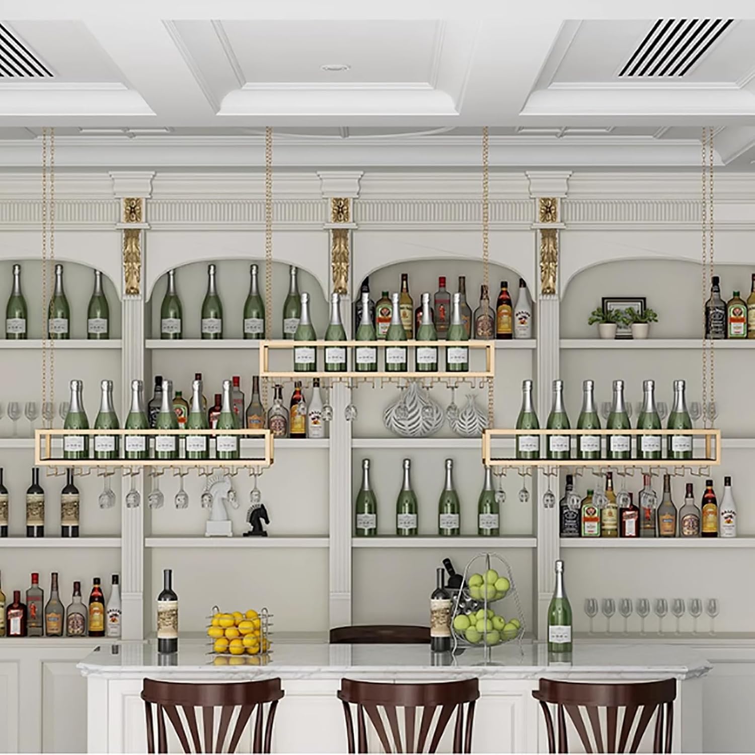 Ceiling Wine Glass Rack with Adjustable Height 1