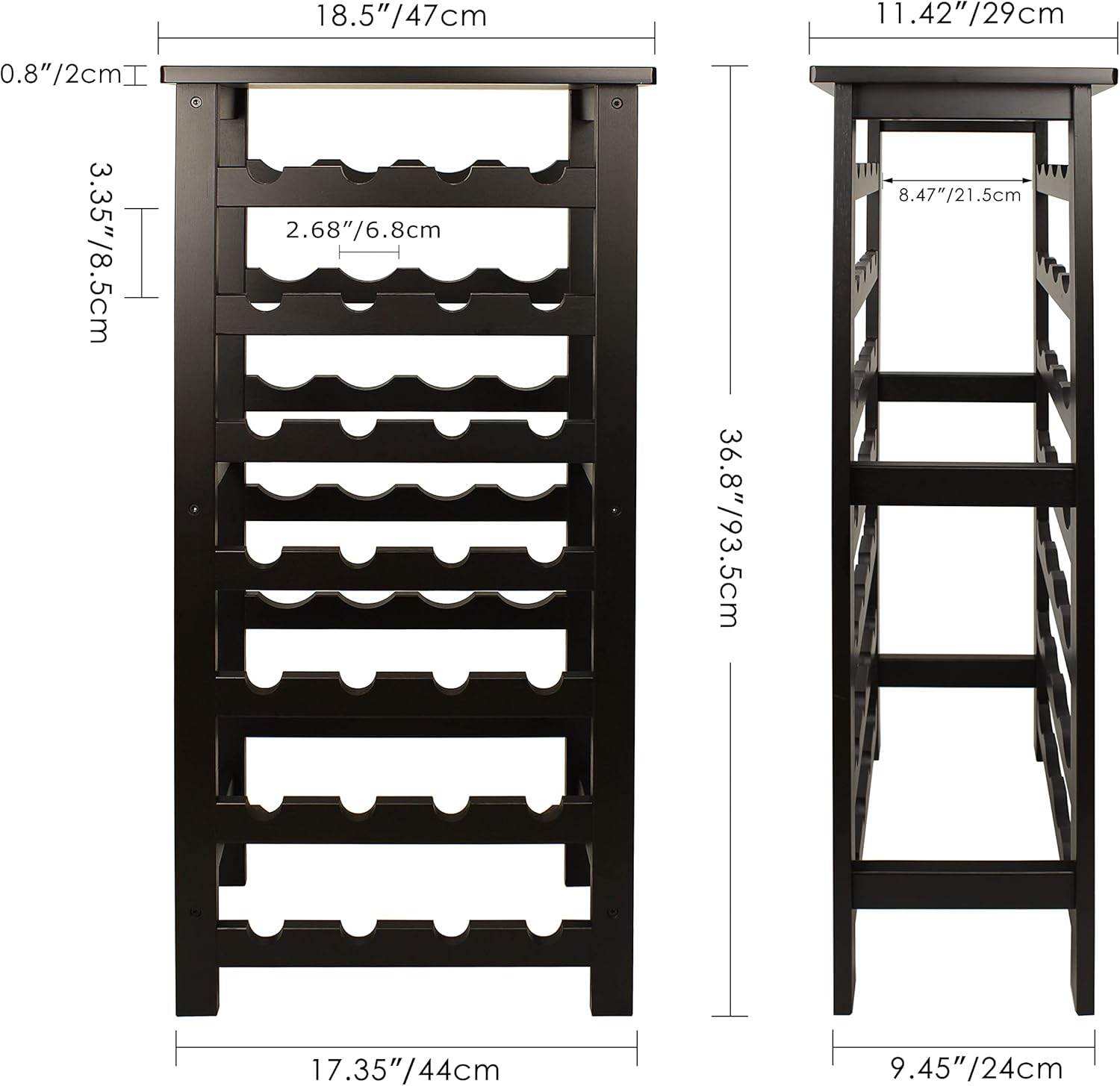 SMIBUY Bamboo Wine Rack 28 Bottles 7-Tier