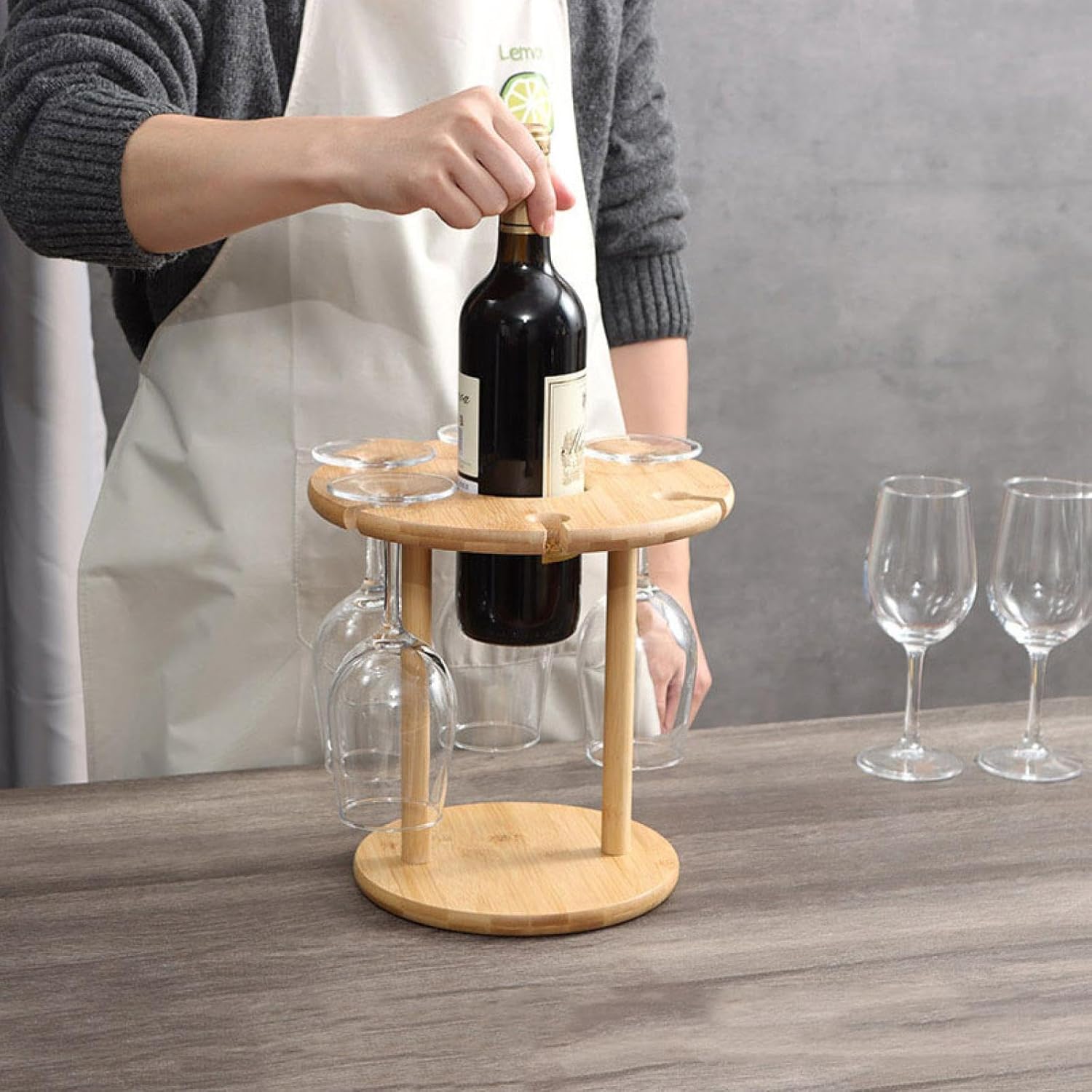 OWKAY Wooden Wine Rack 25x25cm Freestanding