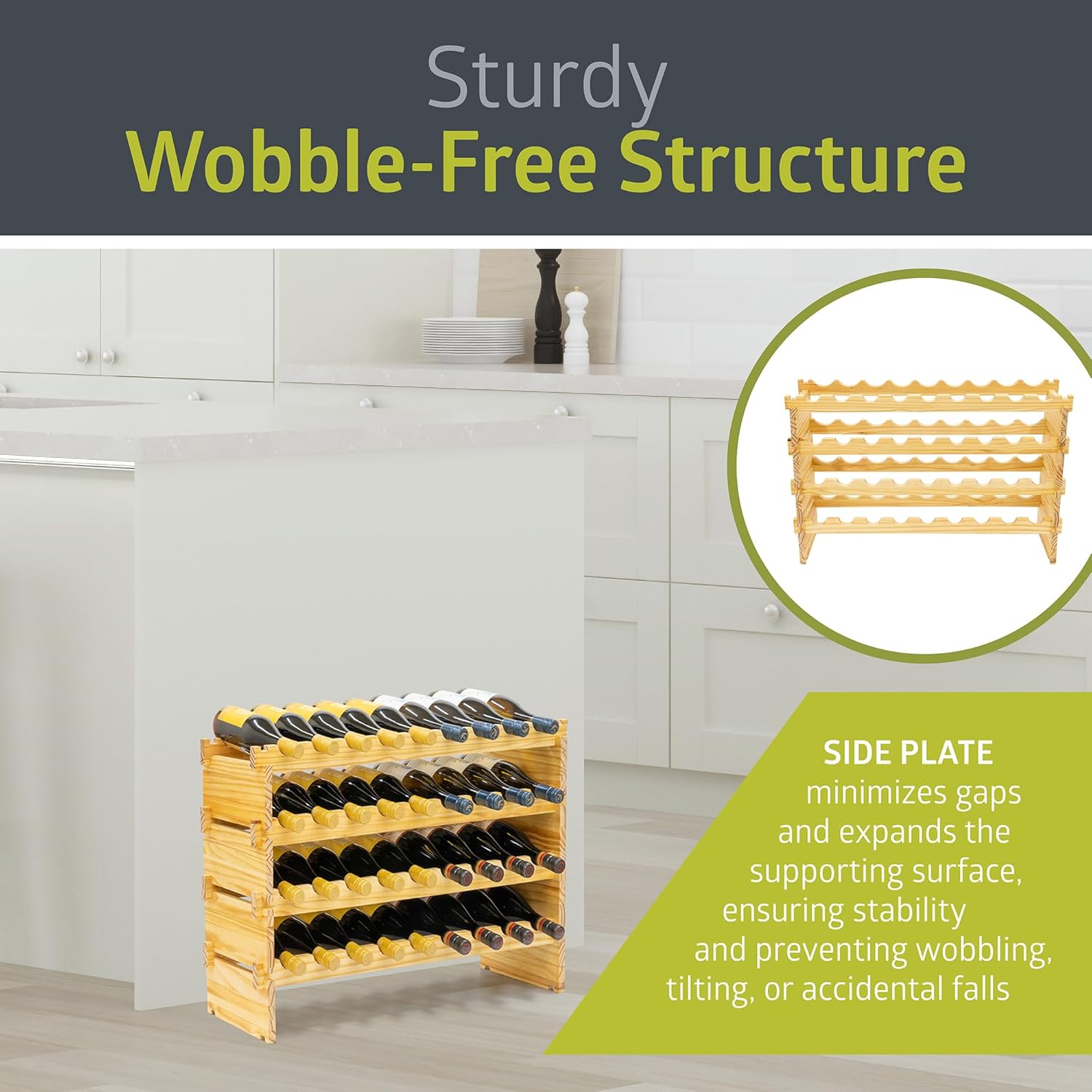 Pearington 36 Bottle Stackable Wine Rack with 4 Tiers