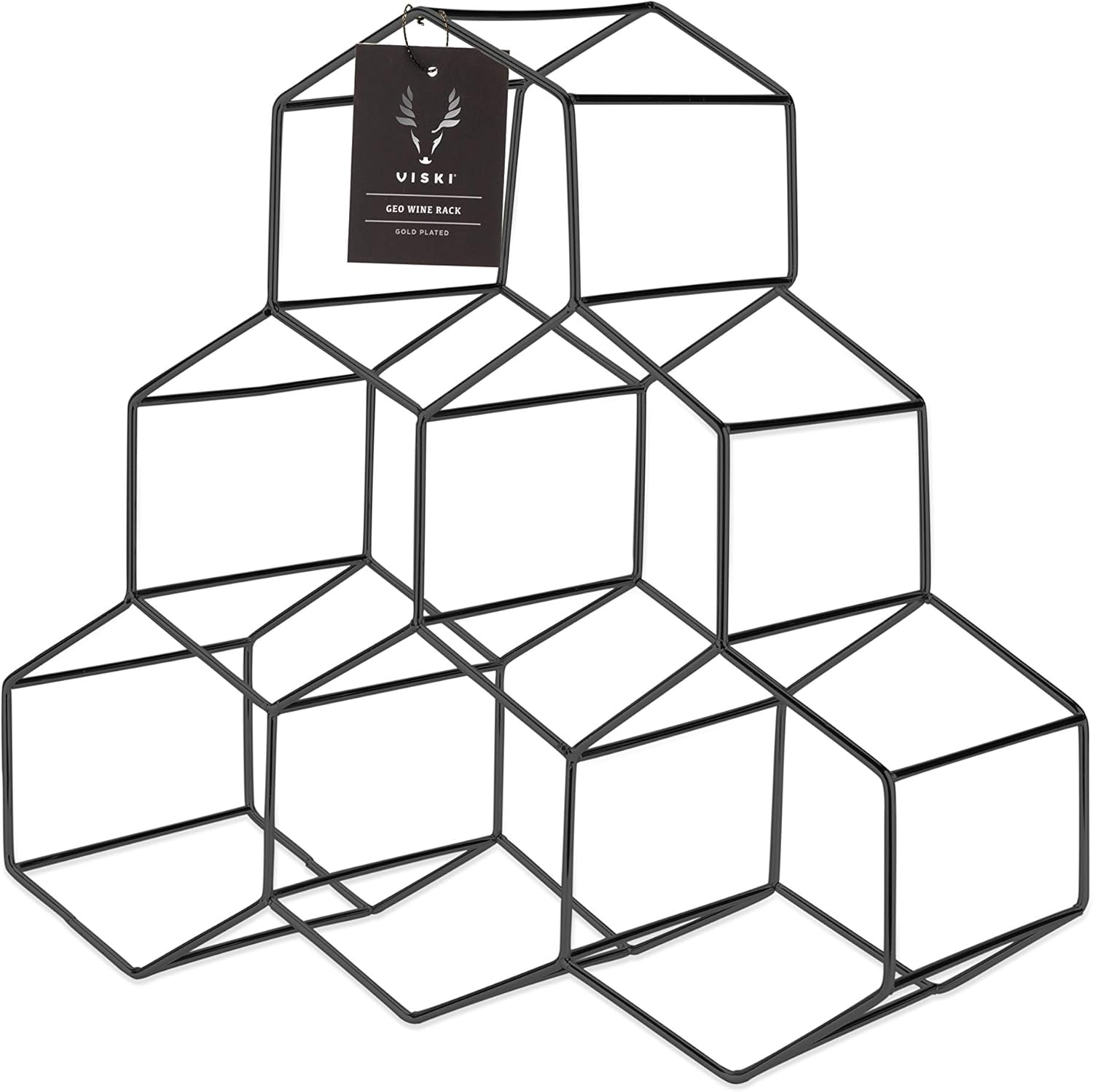 Viski Geo Countertop Wine Rack - 6 Bottle Capacity Gunmetal Black