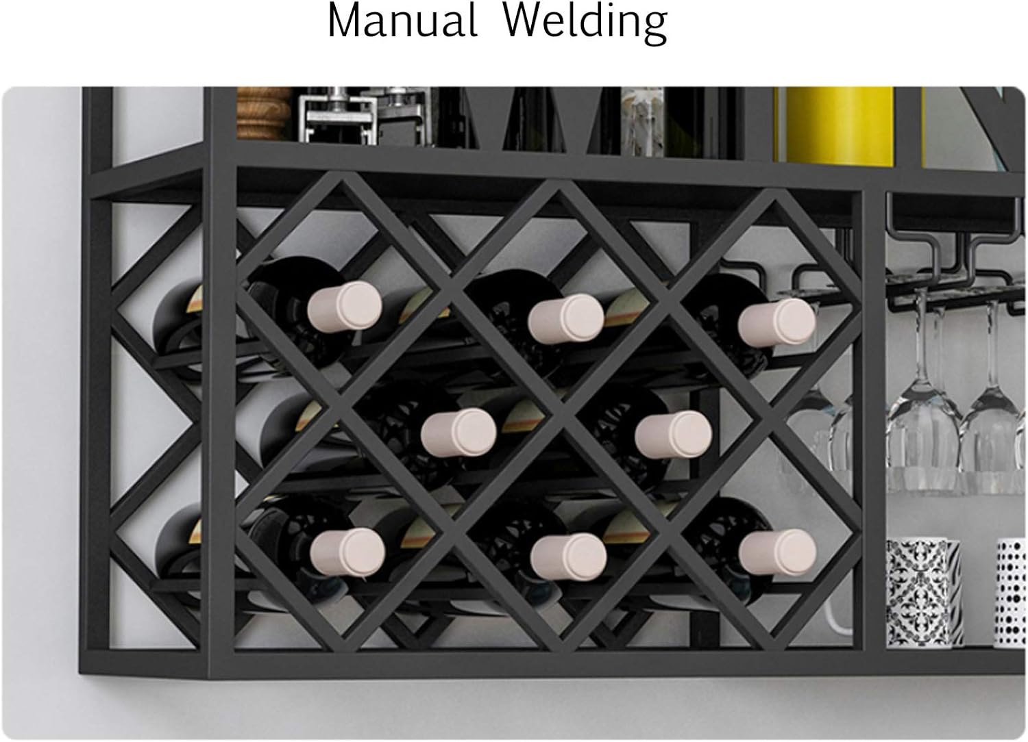 Double Freestanding Wine Racks Wall Mounted Cabinet