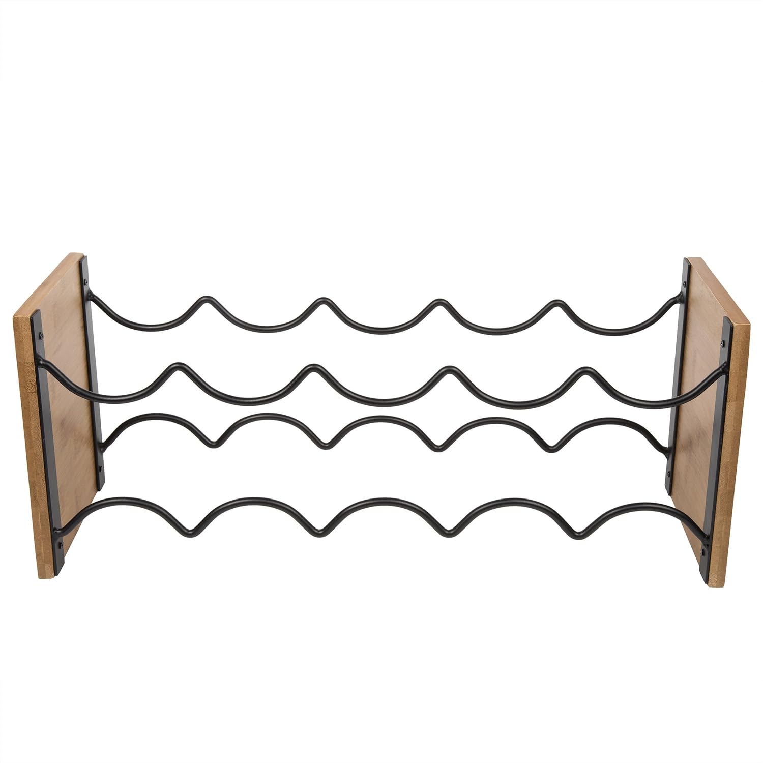 Creative Home Freestanding Wine Rack with Acacia Wood and Black Wire