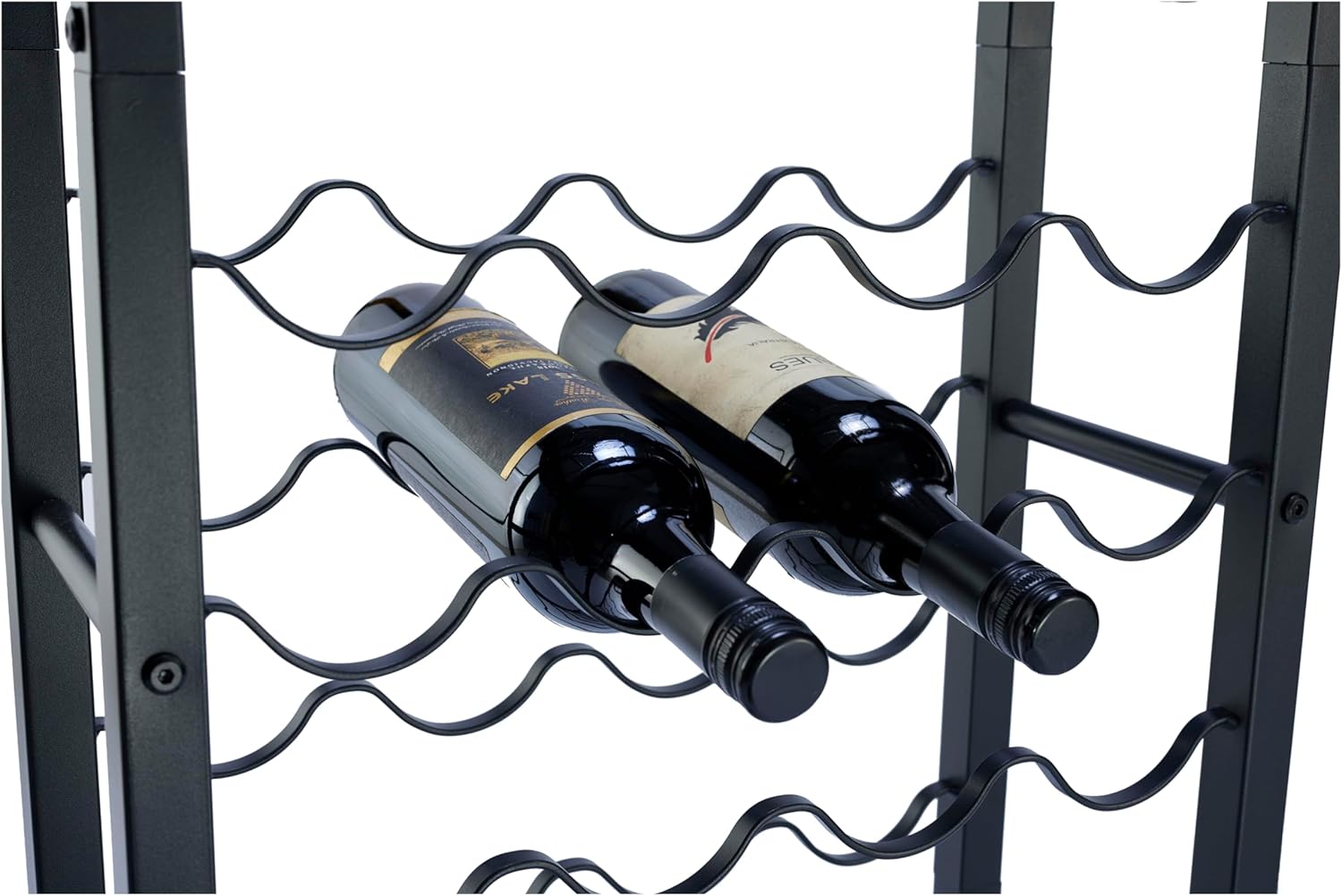 Dntum Wine Rack with Corkscrew - Black Steel 32 Bottles 1
