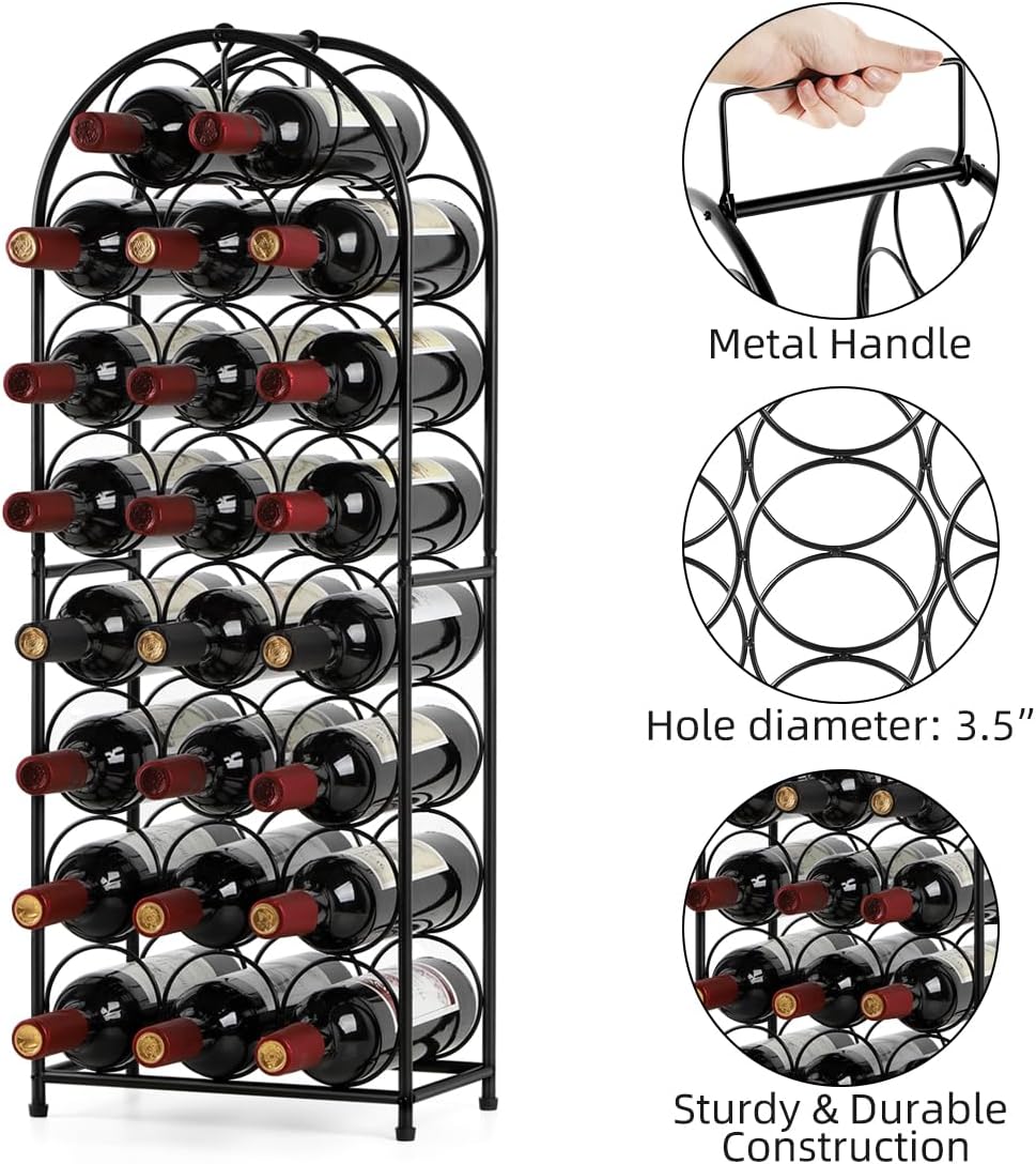 HEOMU 23-Bottle Freestanding Wine Rack Black