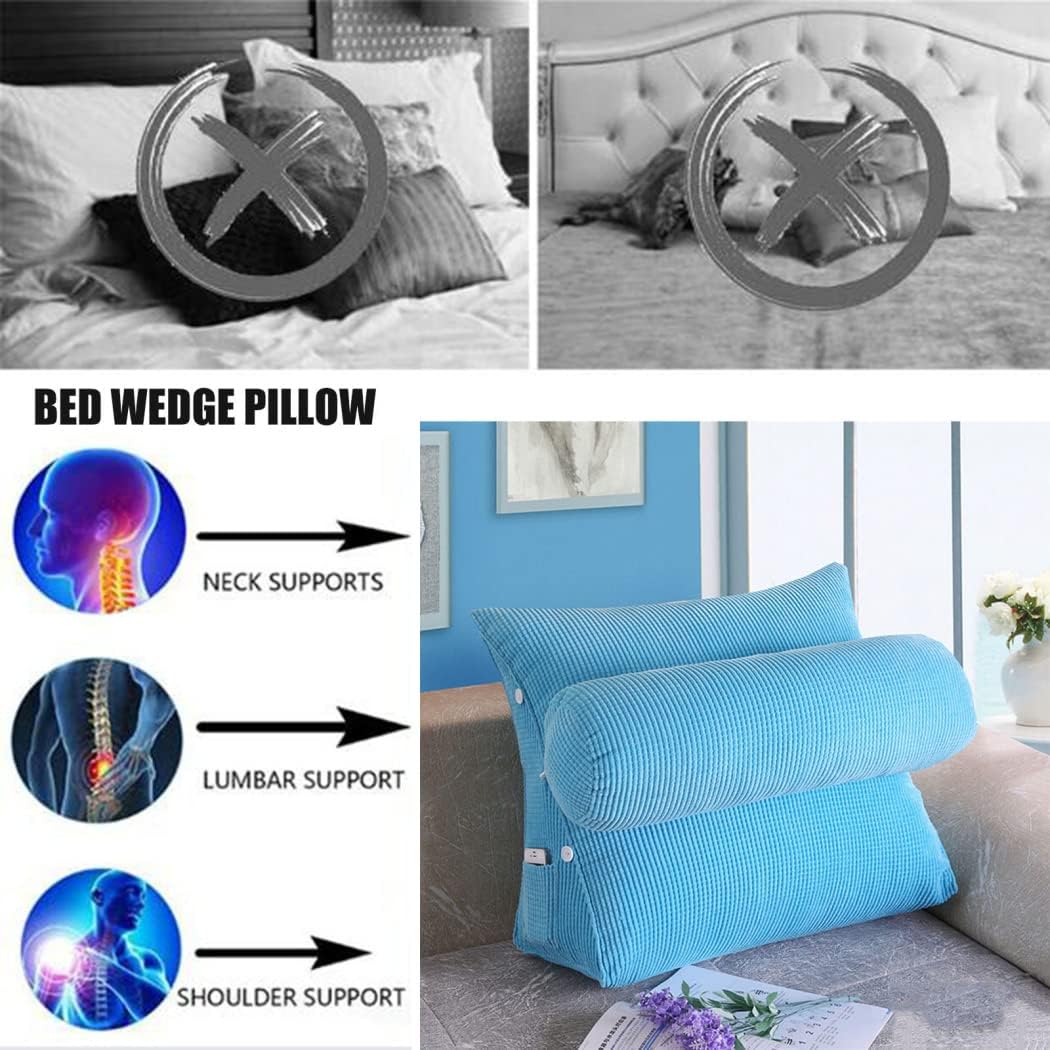 ZZYK Adjustable Reading Throw Cushion with Back Support Sky Blue 236 Inch
