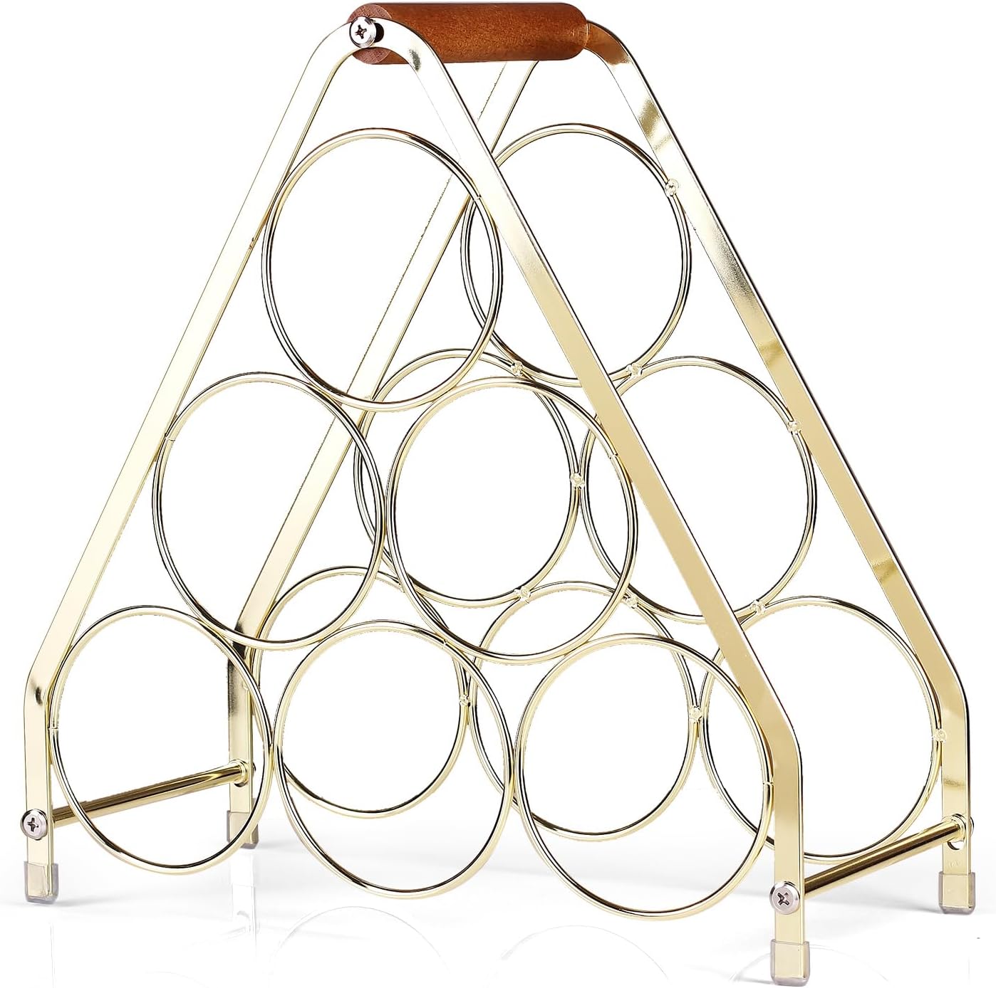 Drincarier 6 Bottle Countertop Wine Rack - 3 Tier Modern Gold Metal Design