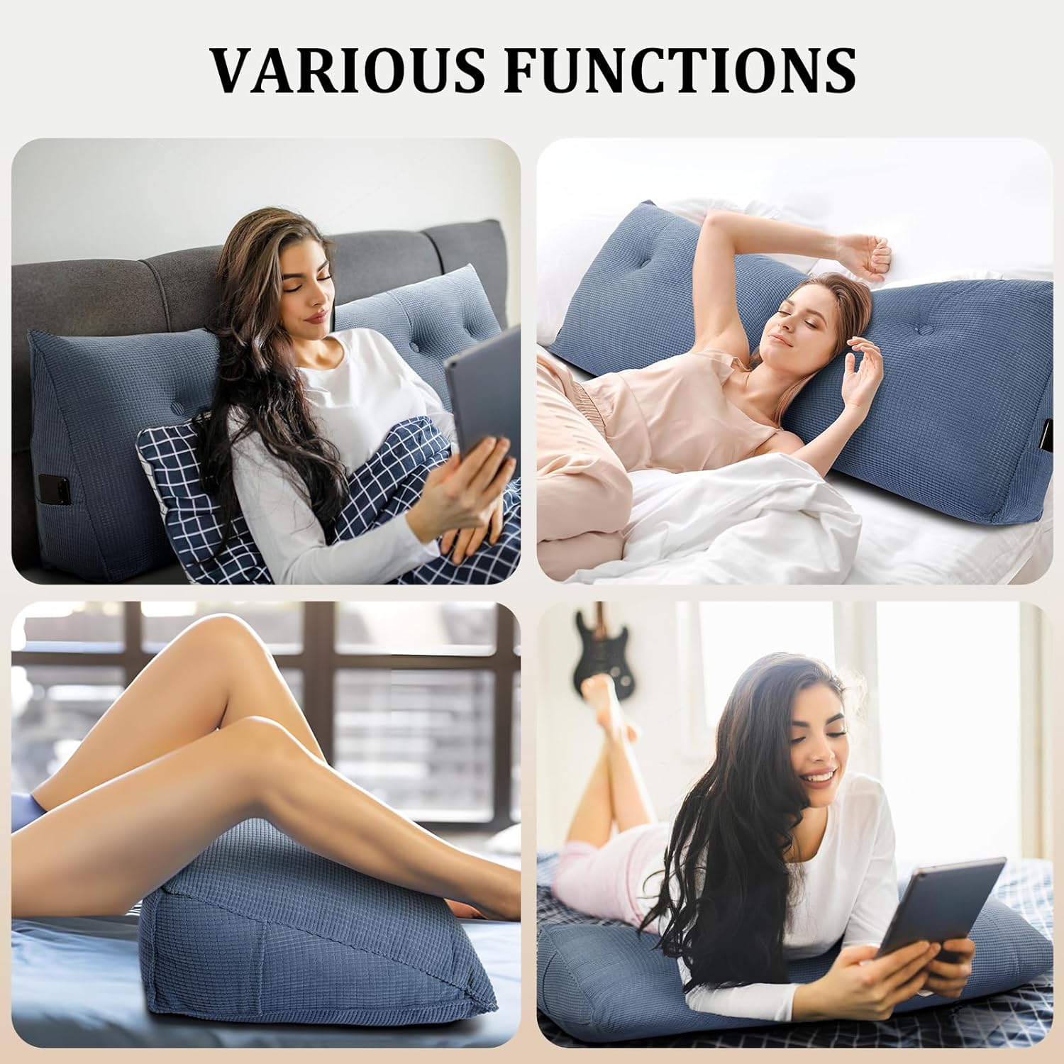 Huatean Home Headboard Pillow Full Blue 1