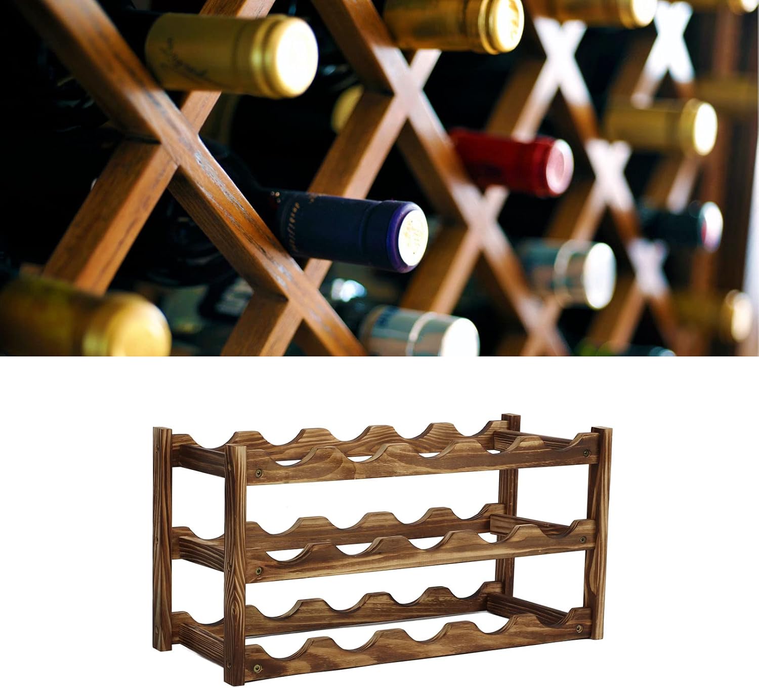HERCHR 3 Layer Freestanding Wine Rack with 15 Slots