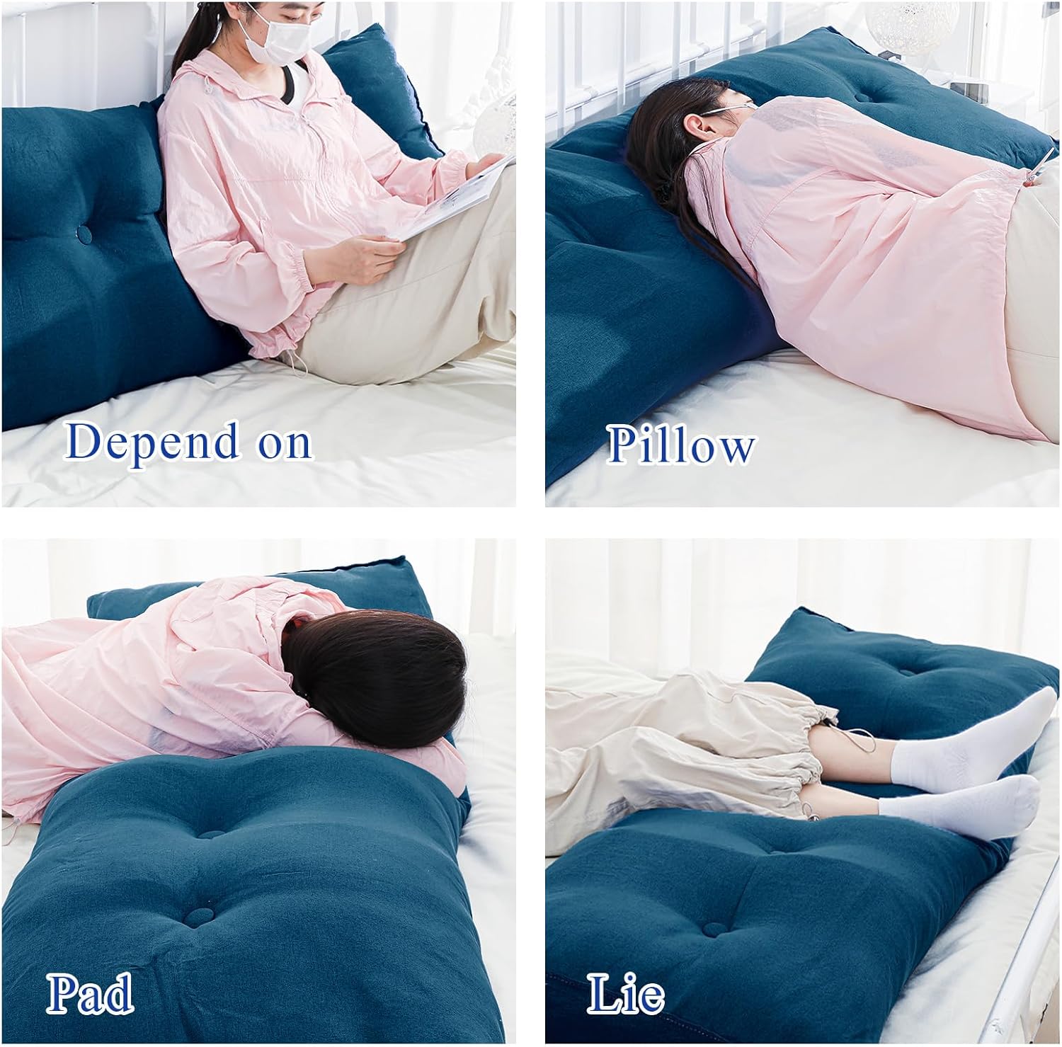 Wenqik Wedge Pillow with Removable Cover Blue