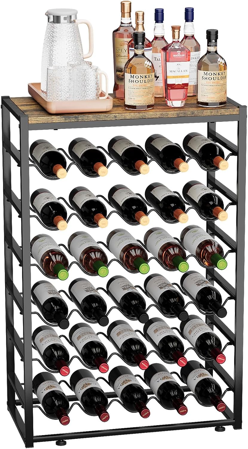 Urban Deco 6-Tier Wine Rack for 30 Bottles Black