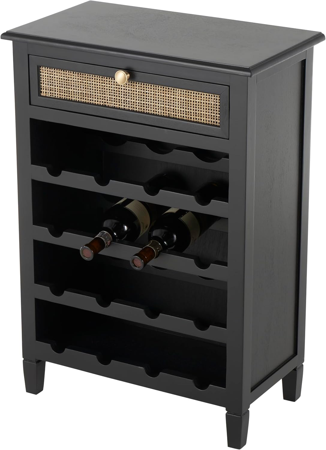 Deco 79 12-Bottle Freestanding Wine Rack with Drawer Black