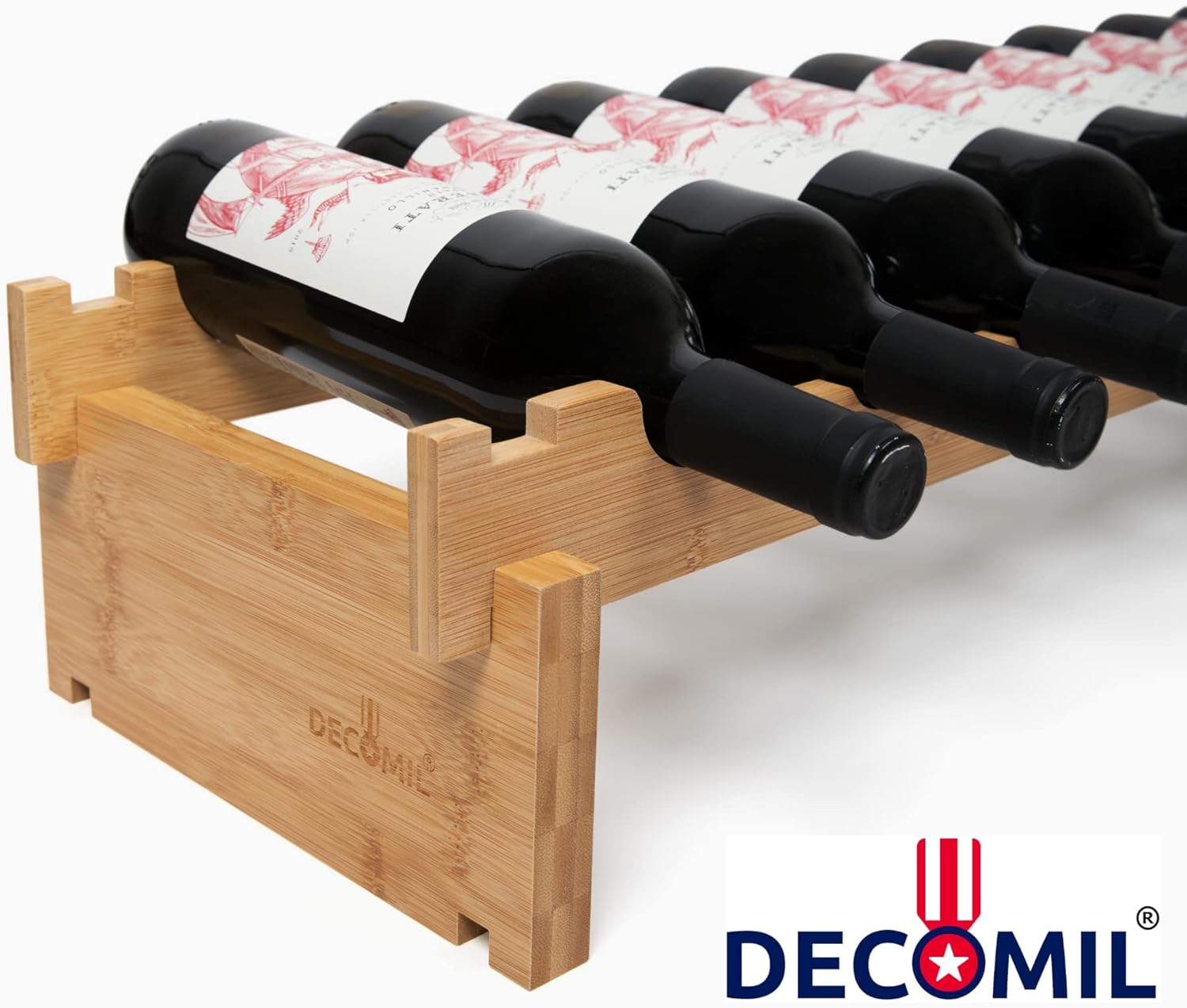 DECOMIL 9 Bottle Wine Rack - Sturdy Modular Stackable