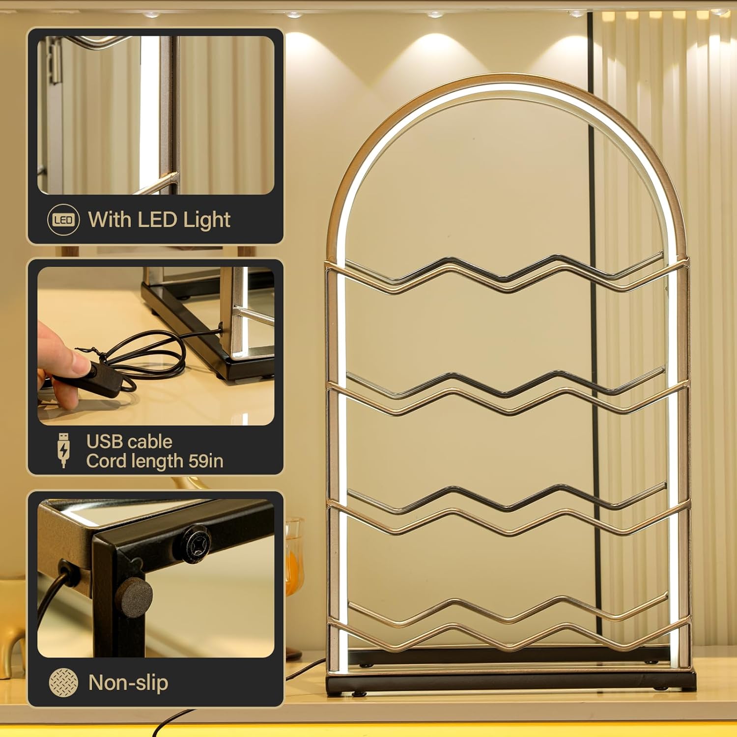 LED Countertop Wine Rack for 12 Bottles