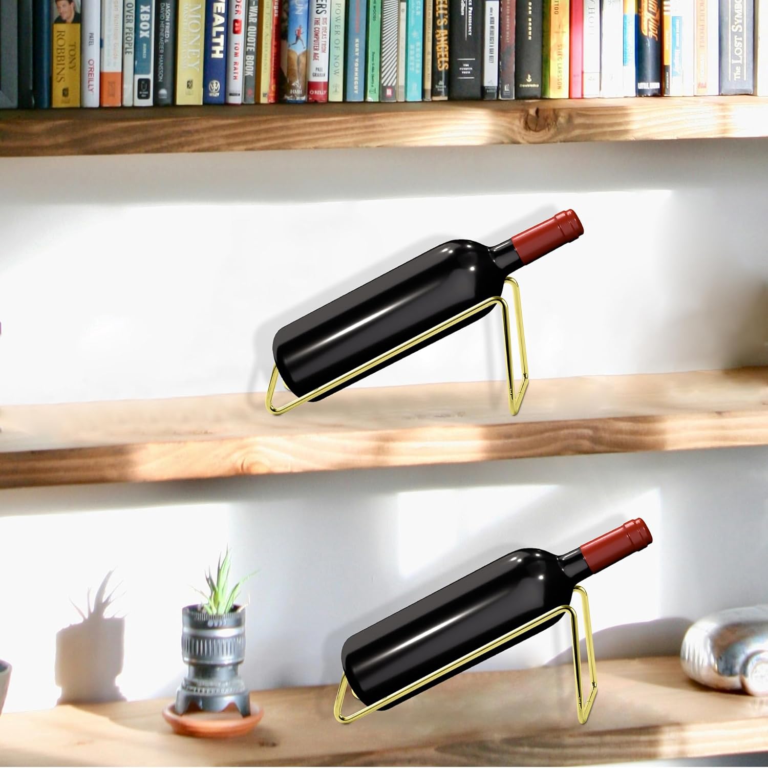 TONLEA 4-Piece Tabletop Wine Rack Sturdy Metal Anti-Rust Gold