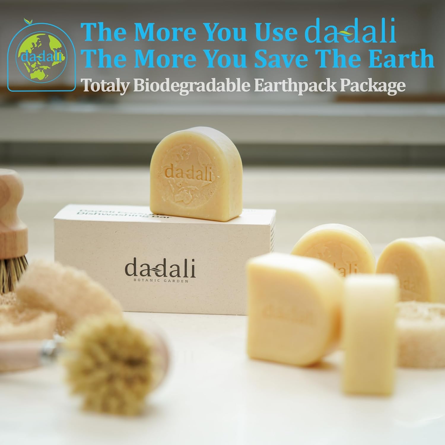 Dadali Natural Solid Dish Soap Bar - 25oz Pack of 5 Biodegradable Eco-Friendly