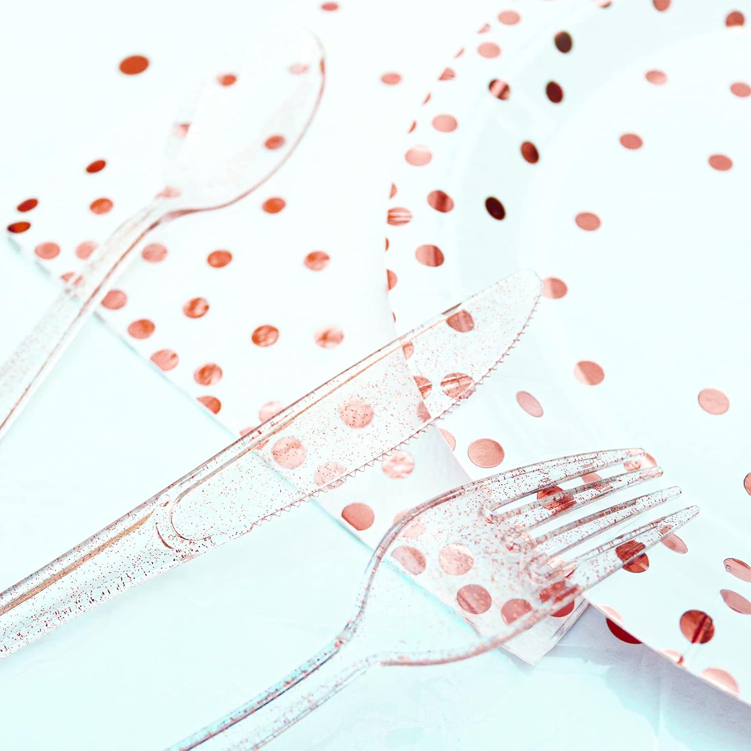 180PCS Rose Gold Glitter Cutlery Set for Valentines Day