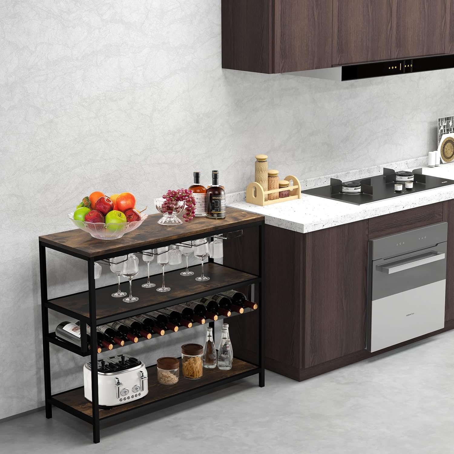 Giantex 4-Tier Freestanding Wine Rack Cabinet