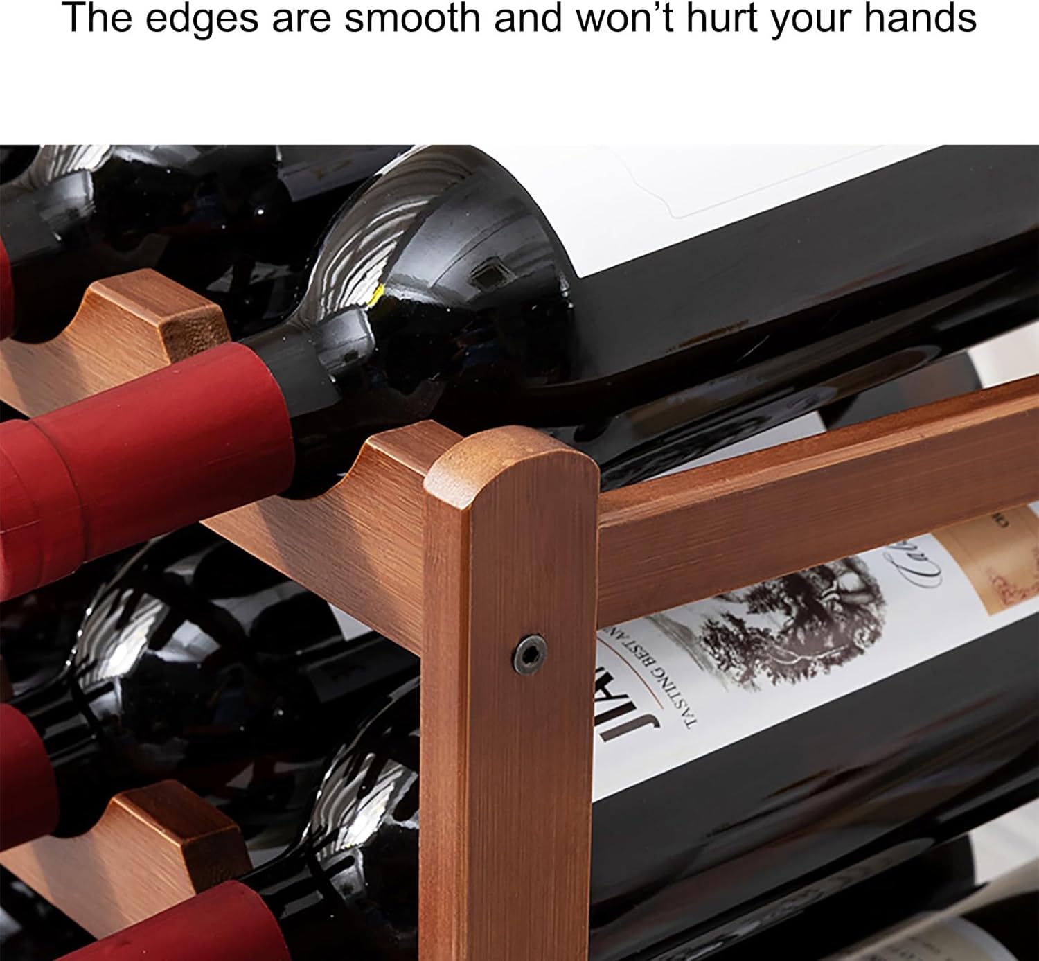 Comepa Bamboo Wine Rack 4-Tier 16-Bottle Storage