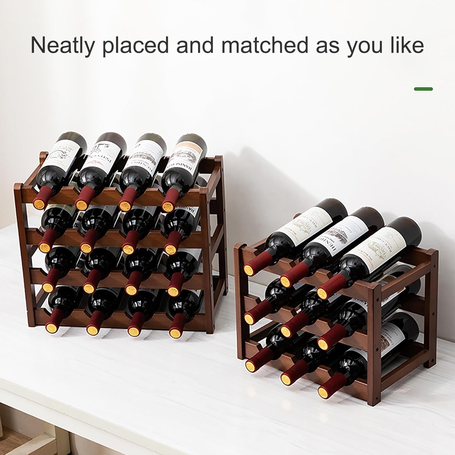 Comepa Bamboo Wine Rack 4-Tier 16-Bottle Storage