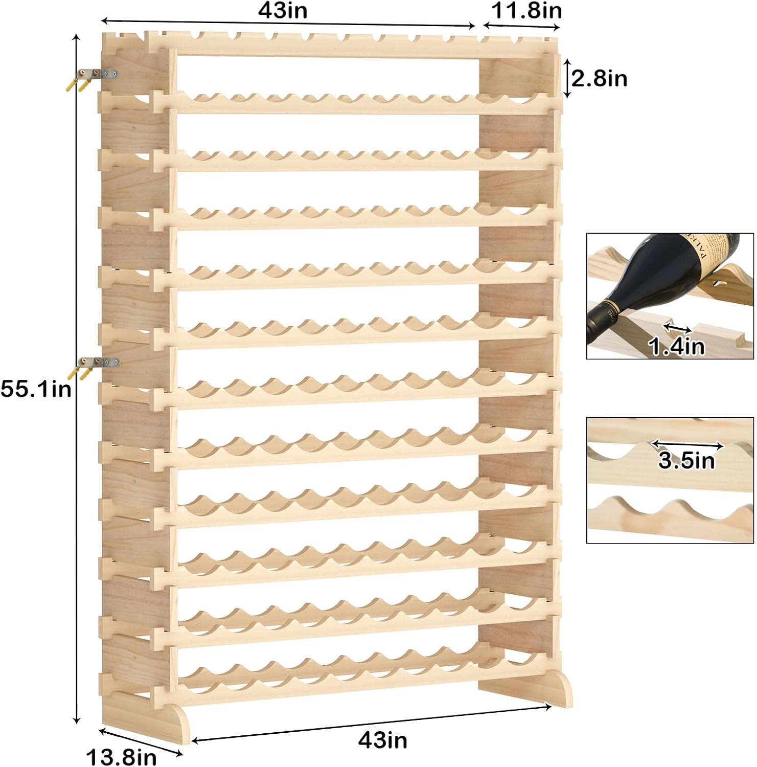 DlandHome 12 Tier Wine Rack 120 Bottle Holder