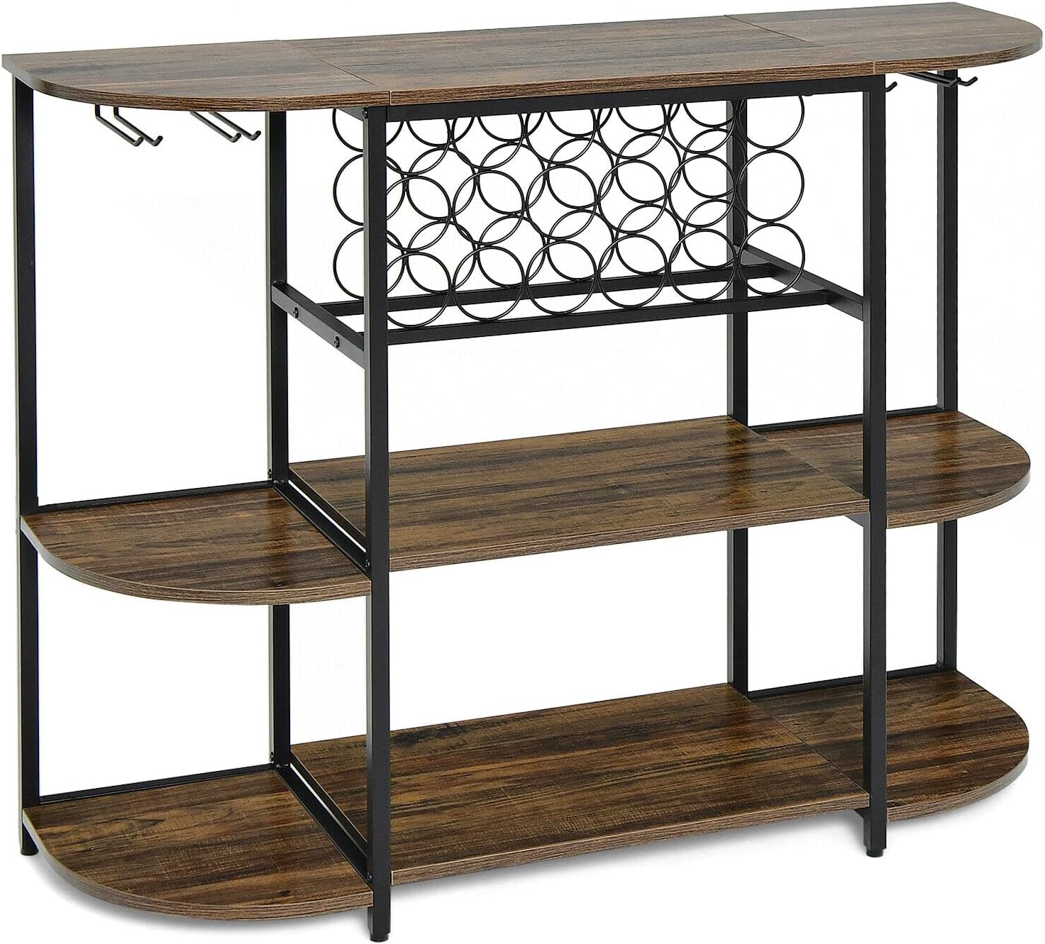 Freestanding 3 Tier Wine Rack with 4 Rows Glass Holder