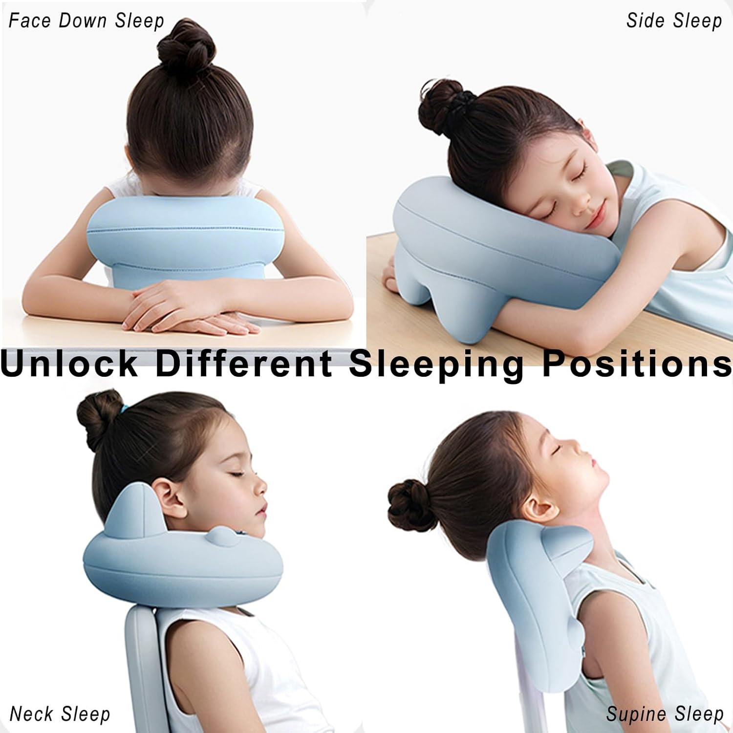 Inflatable Travel Pillow for Kids with Check Valve and Zipper