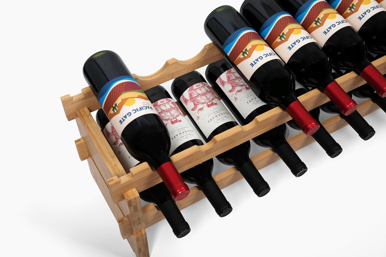 Red Bloomy Bamboo Stackable Wine Rack 72 Bottle