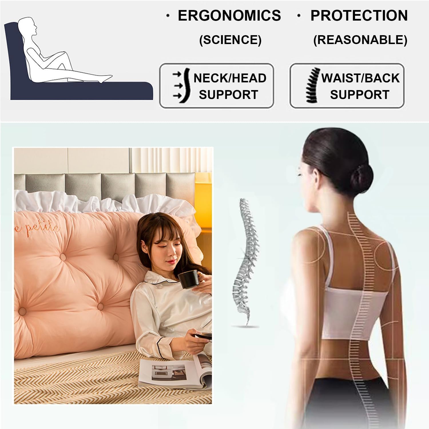 ZZYK Soft Wedge Reading Pillow Large Bolster