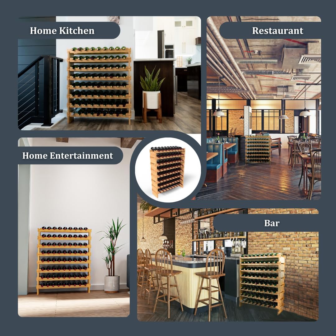 Wine Stack 72 Bottle Bamboo Freestanding Wine Rack