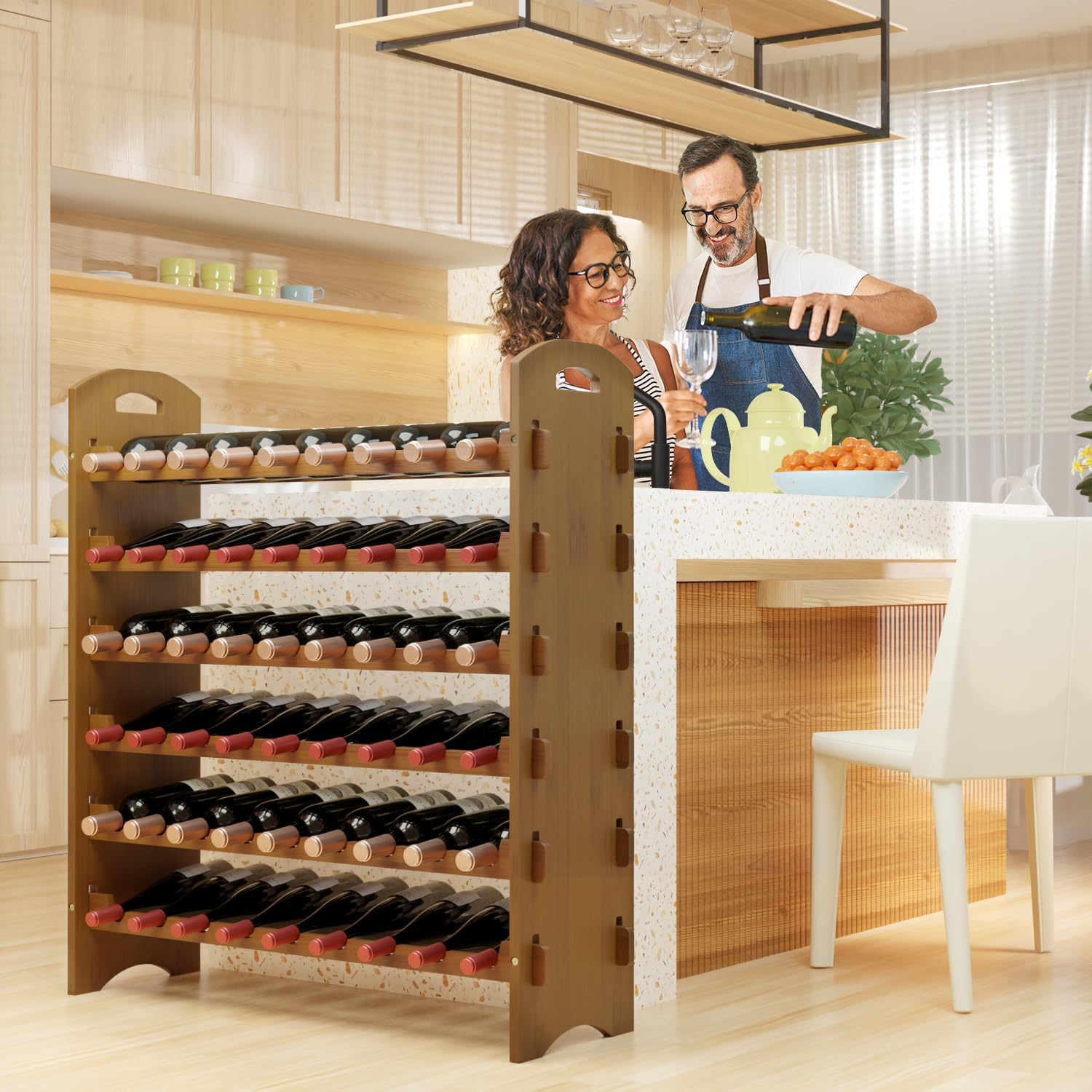 Ruichang Bamboo Wine Rack - 6 Tier 54 Bottle Capacity