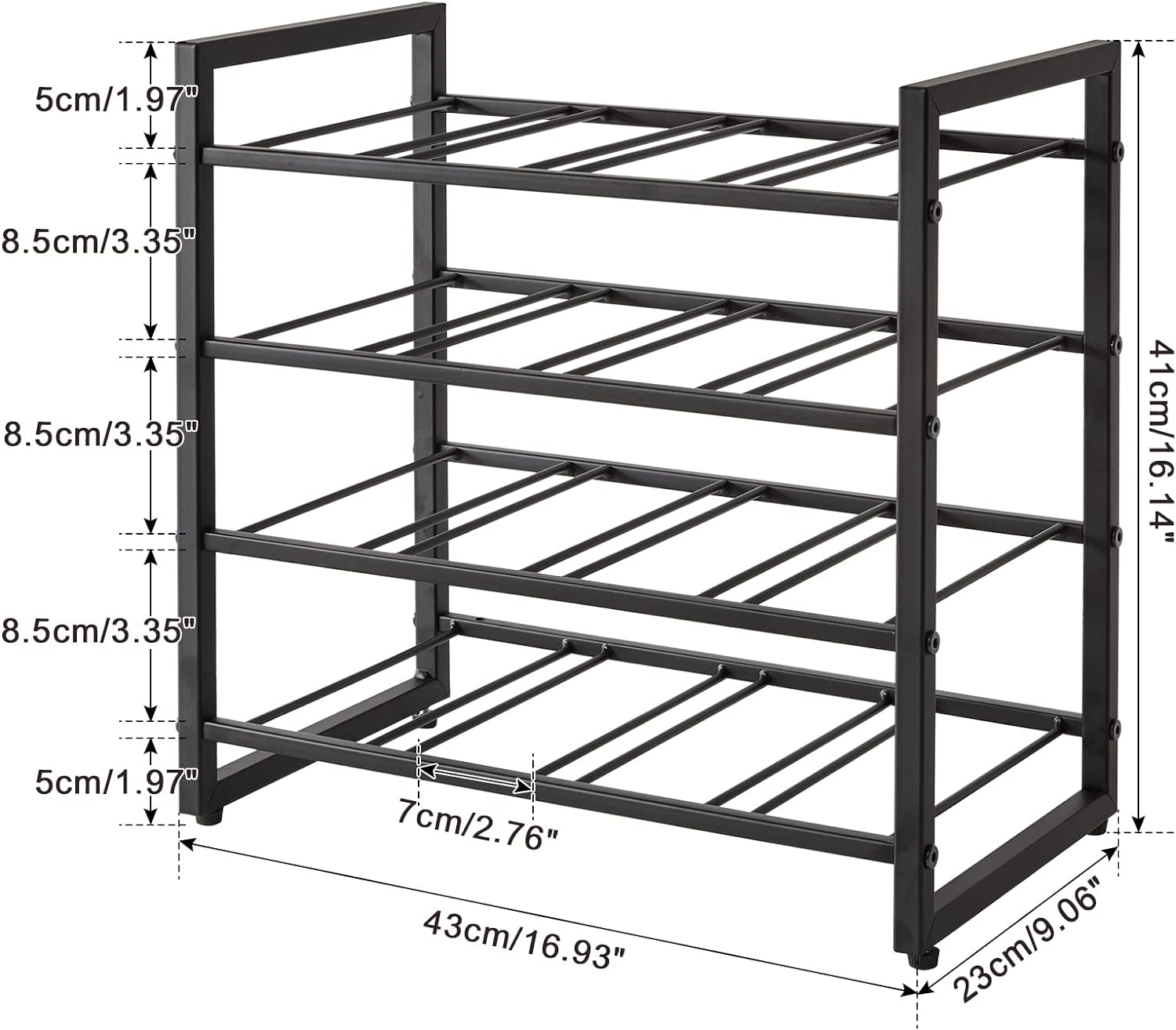 IBUYKE 4 Tier Metal Wine Rack 16 Bottle Capacity Black