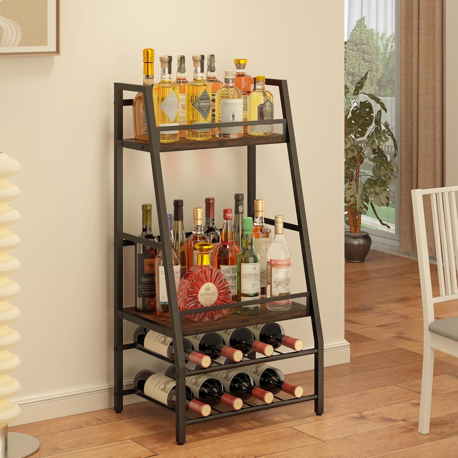 LOTEYIKE 4-Tier Freestanding Wine Rack Floor