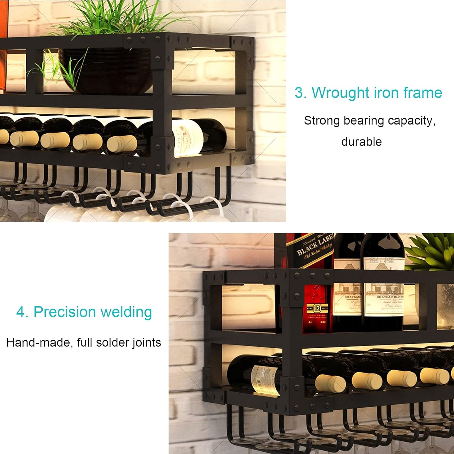 ZJDYDY Wall-Mounted Wine Rack - Space-Saving Wrought Iron Holder